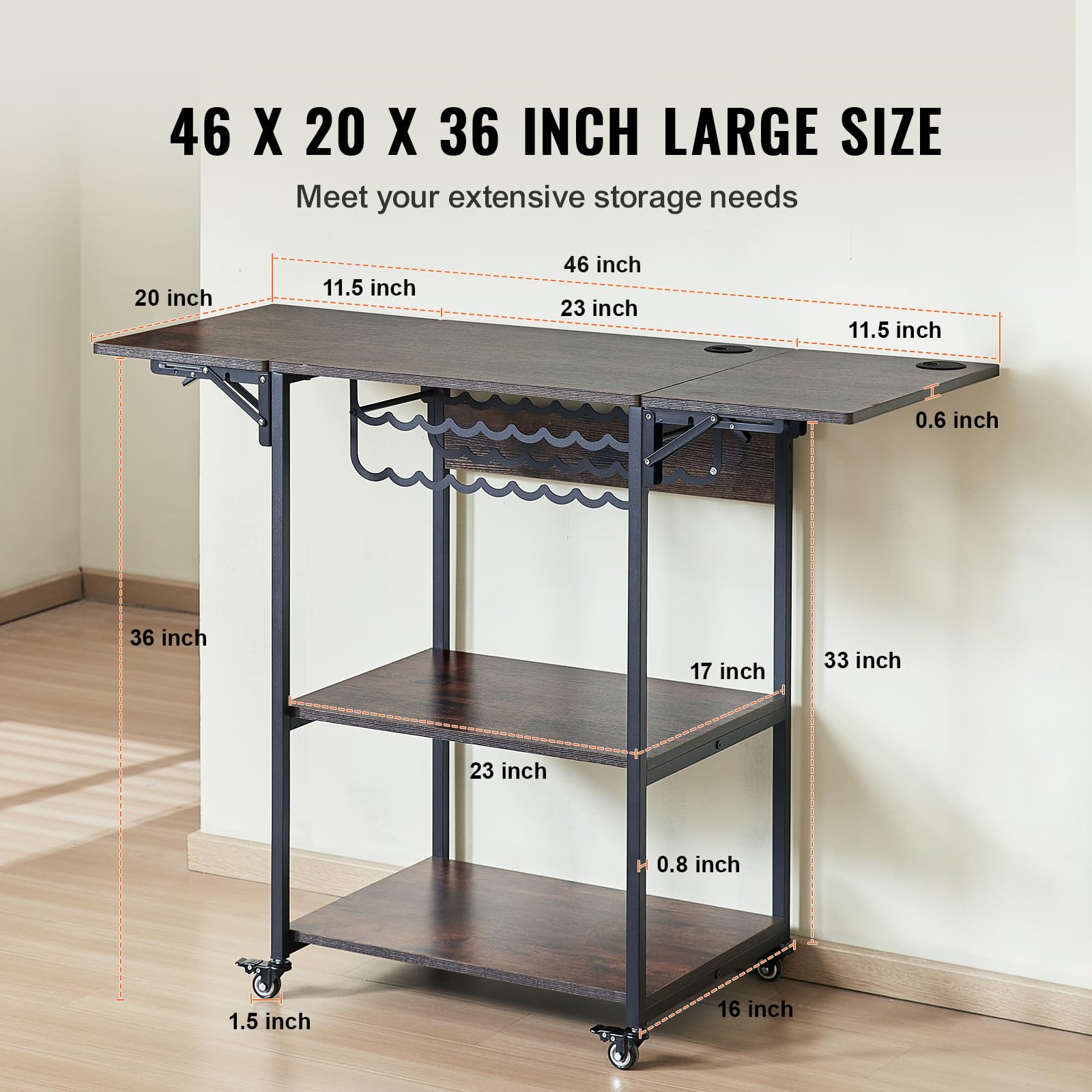 VEVOR 3-Tier Rolling Heat Press Table - Heavy Duty Foldable Sublimation Workbench with Vinyl Roll Holder - Mobile Heat Transfer Machine Stand for T-Shirt Printing & DIY Crafts - Perfect for Home Studios & Small Businesses