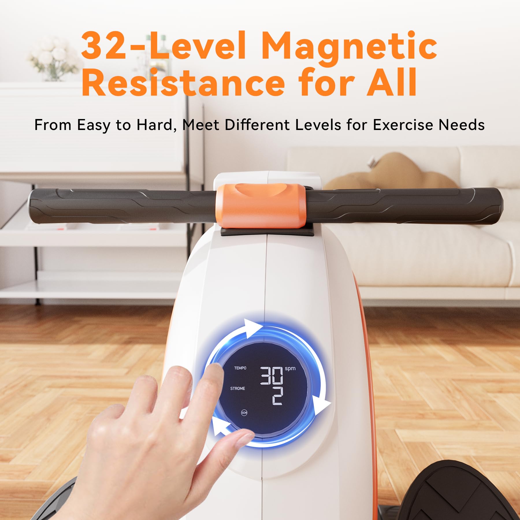 Magnetic Rowing Machine for Home - 32-Level Quiet Resistance Rower with LED Monitor, 300 lbs Weight Capacity - Perfect for Full-Body Workout, Cardio Training & Home Gym - Includes Tablet Holder & Comfortable Seat - App Supported for Fitness Tracking & Virtual Rowing Experience