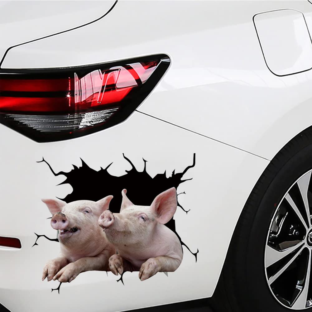 Eforcase 4-Piece 3D Animal Crack Car Stickers - Funny Pigling Vinyl Window Decals, Transparent Car Clings for Vehicles | Perfect for Car Windows, Trucks, SUVs & Personalizing Your Ride