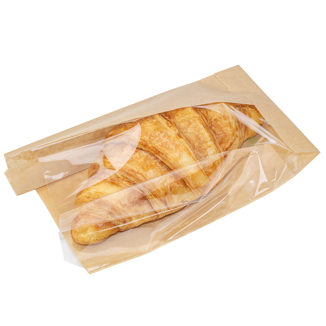 Eco-Friendly Kraft Paper Bread Bags with Side Window - 4.75