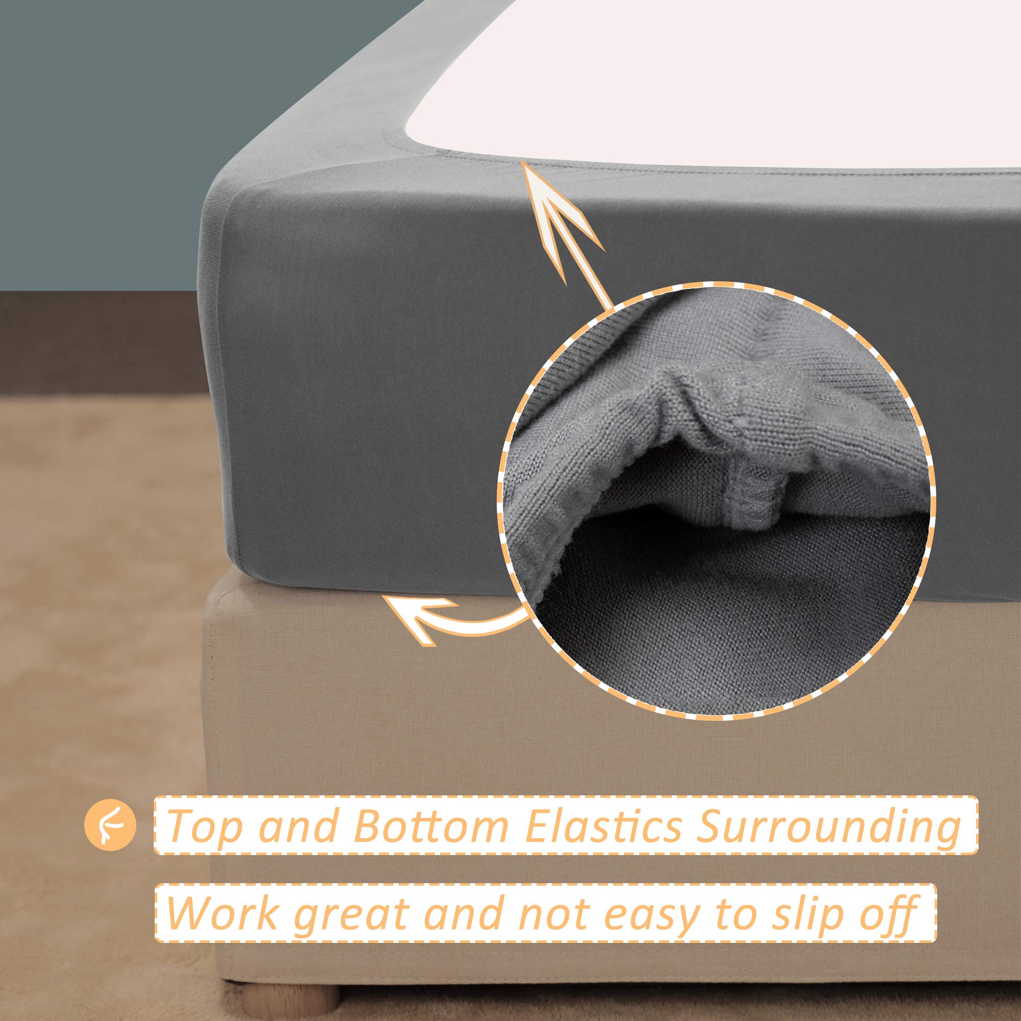 Mrs Awesome Stretch Jersey Box Spring Cover Wrap Around - Soft Wrinkle-Resistant Bed Skirt Alternative for Queen/Queen XL Beds in Light Gray | Perfect for Bedroom Makeovers & Guest Room Upgrades