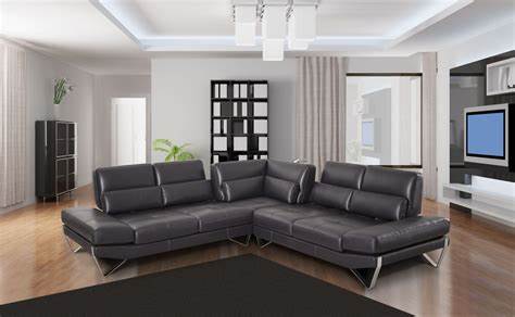 Nicoleti Evan Leather Sectional Sofa with Push Back Recliner - Modern Luxury Living Room Furniture for Home Theater & Family Gatherings