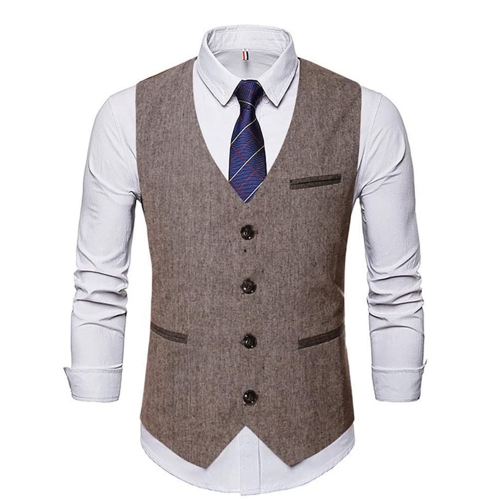 Vintage Slim Fit Men's Suit Vest - Formal Business Waistcoat with Buttons for Wedding, Groomsmen & Office Wear (Color: A, Size: Small) | Perfect for Business Meetings, Cocktail Parties & Special Occasions