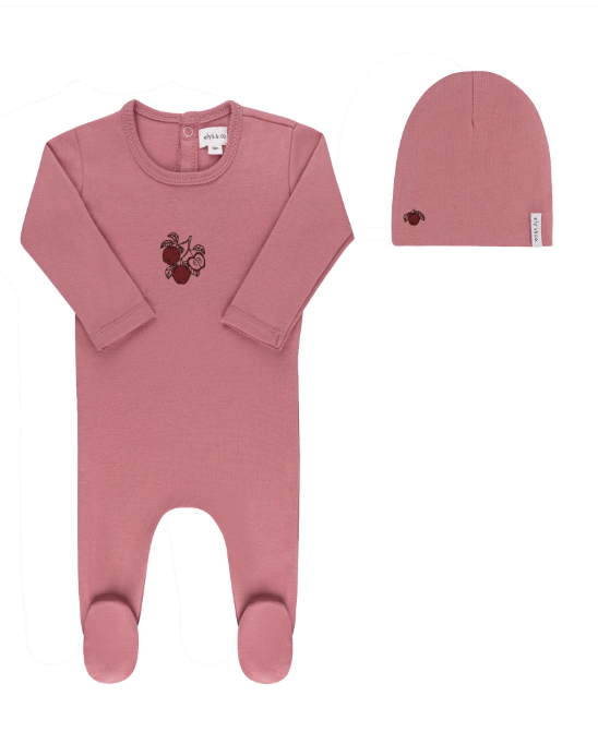 ELY & CO FRUIT COLLECTION Baby Footie with Beanie Set - Soft Cotton Pajamas for Newborns 3-9 Months | Cute Unisex Sleepwear for Infants, Perfect for Nursery, Photo Shoots & Gifts