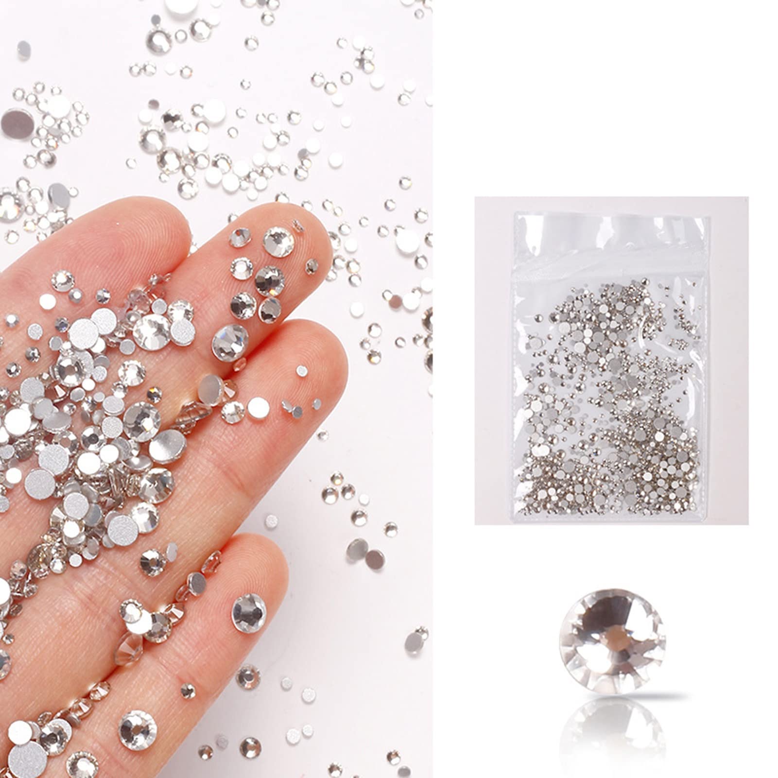 Adonpshy Glass Rhinestones Nail Art Decorations - Vivid 1mm Crystal Gems for Nail Design, DIY Manicure, Acrylic Nails & Salon Use