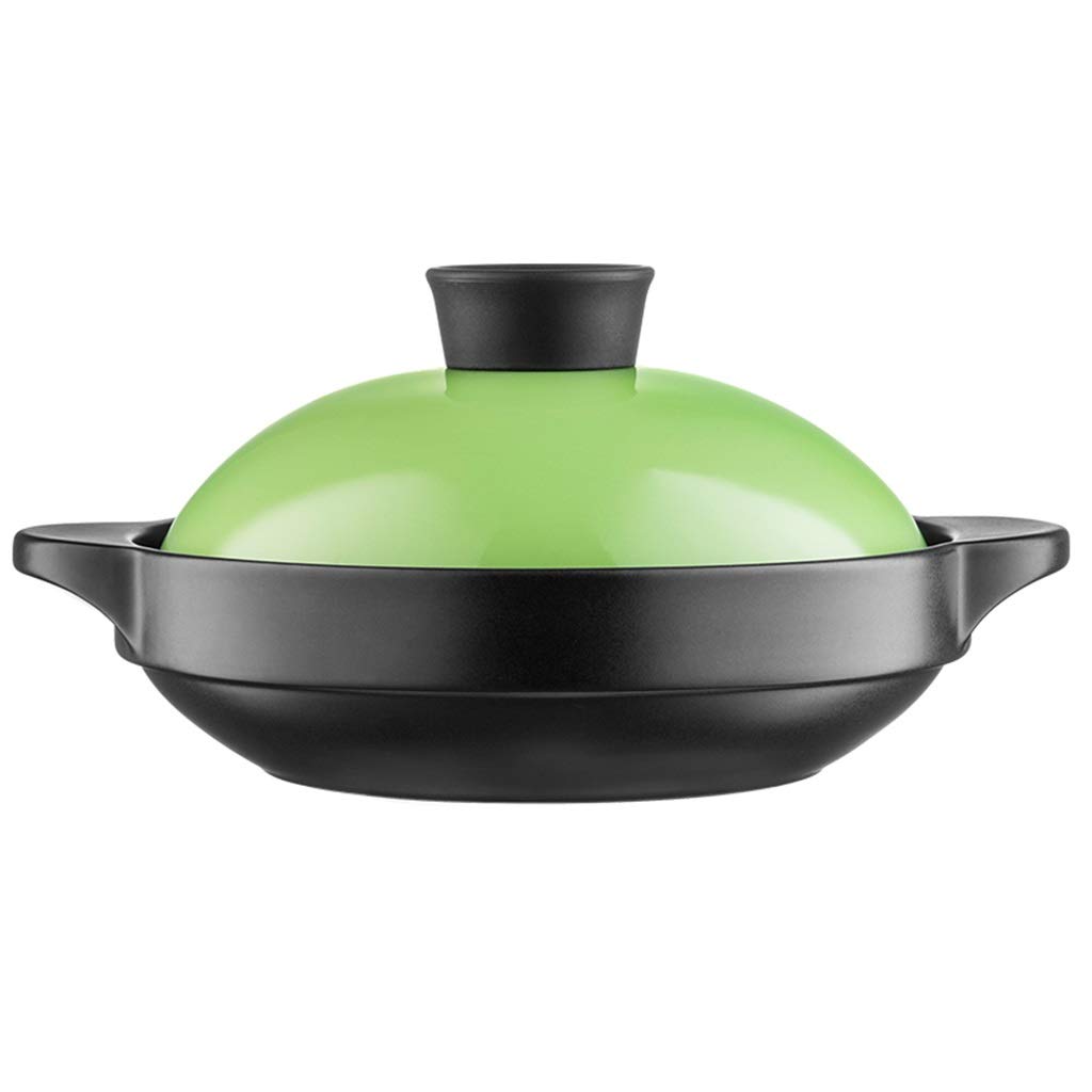 Premium Ceramic Hot Pot & Rice Cooker - 2.5L Small Clay Casserole Pot for Gas Stove, Green Stoneware (27.4x14.6x13.1cm) - Perfect for Asian Cooking, Shabu Shabu, Soups & Family Meals