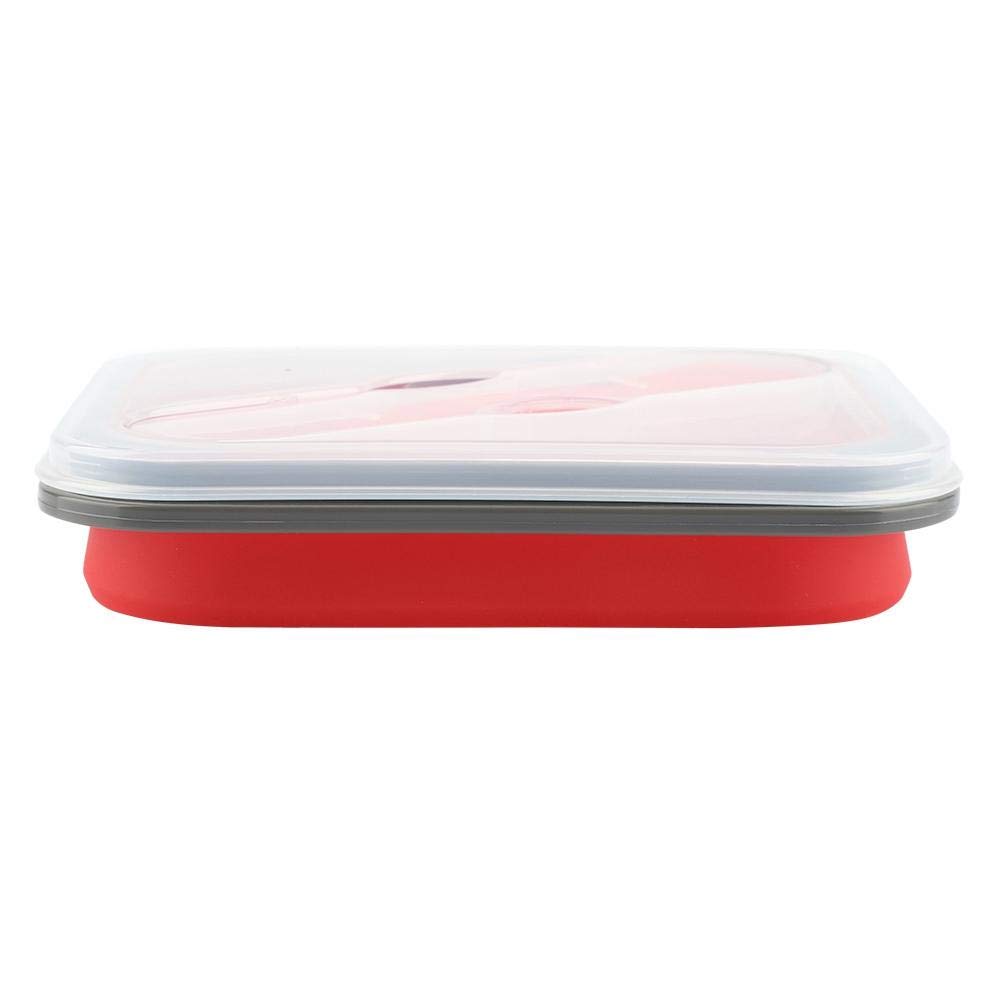 Aramox 600ml Collapsible Silicone Lunch Box - Red Portable Food Storage Container, Microwave & Dishwasher Safe Bento Box for Office, School, Picnics & Travel