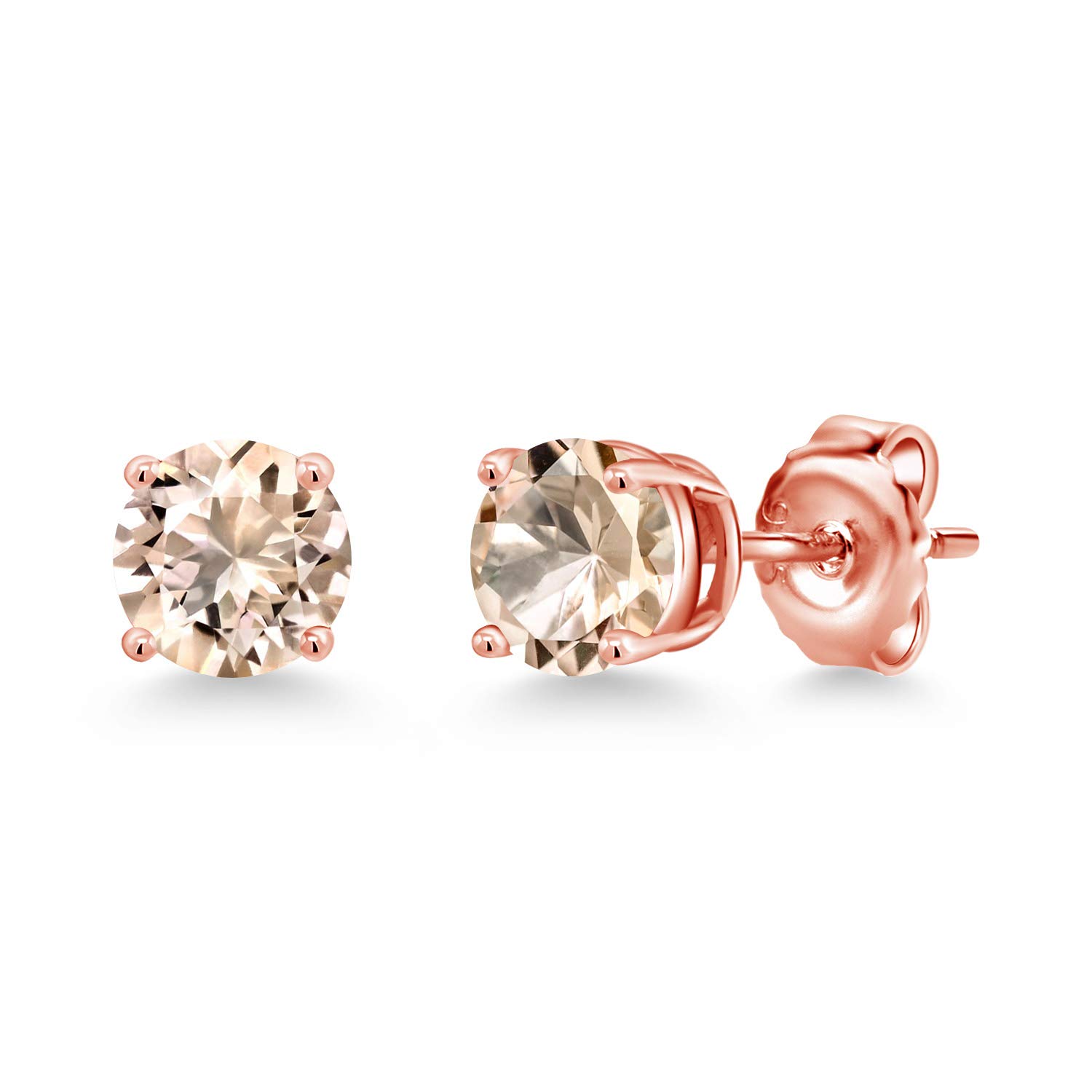 18K Rose Gold Plated 6MM Round Birthstone Stud Earrings for Women & Men | Genuine Gemstone Jewelry Gift for Birthday, Anniversary & Special Occasions | Elegant Everyday Wear & Party Accessories