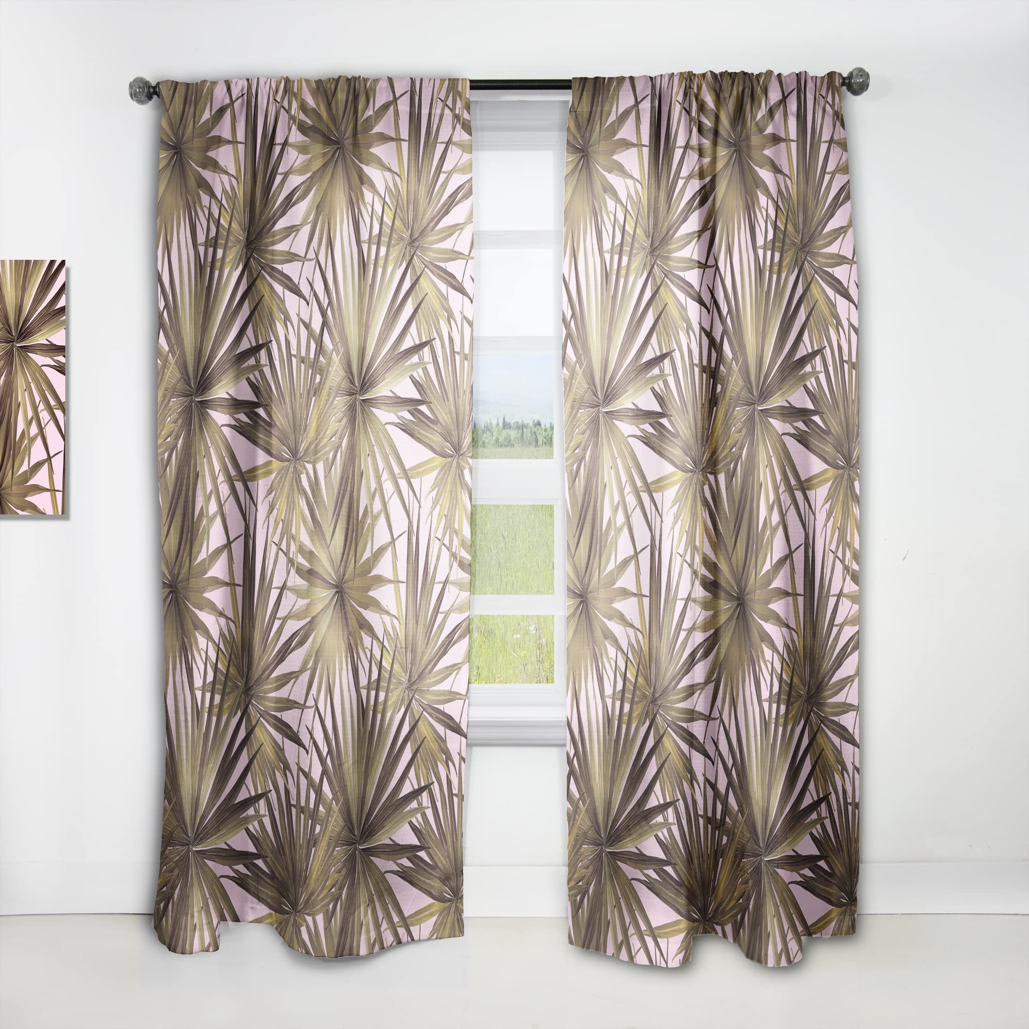 DesignQ Tropical Leaves Pink Blackout Curtains - Thermal Insulated Single Panel 52x63 Inches - Elegant Window Drapes for Bedroom & Living Room - Perfect for Privacy, Light Blocking & Home Decor