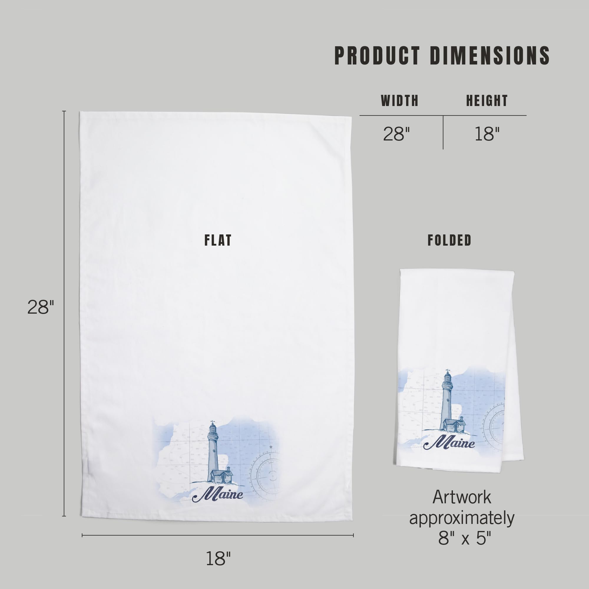 Lantern Press Maine Lighthouse Blue Coastal Icon - 100% Cotton Tea Towel & Decorative Hand Towel for Kitchen, Bathroom & Home Decor | Perfect for Coastal-Themed Kitchens, Beach House Decor & Gift Giving
