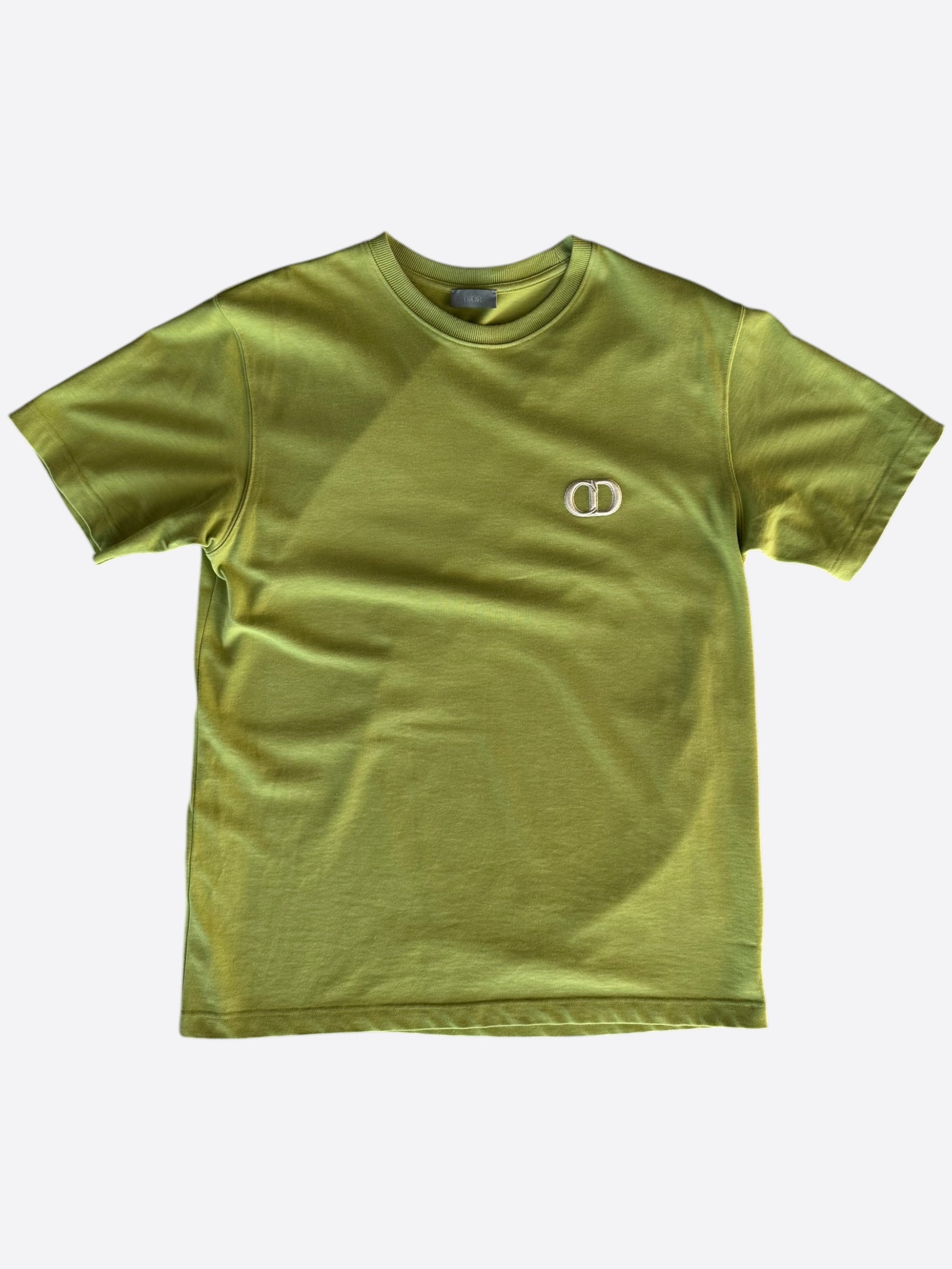 Dior Green CD Icon Embroidered Logo Cotton T-Shirt for Men - Casual Luxury Streetwear for Everyday Wear & Fashion Outfits