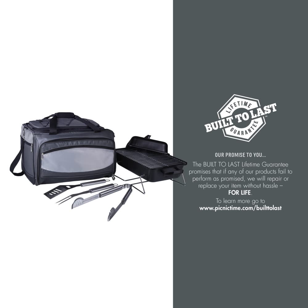 PICNIC TIME NCAA Unisex-Adult Portable Charcoal Grill & Cooler Tote - Perfect for Tailgating, Beach Parties, Camping and Outdoor BBQs