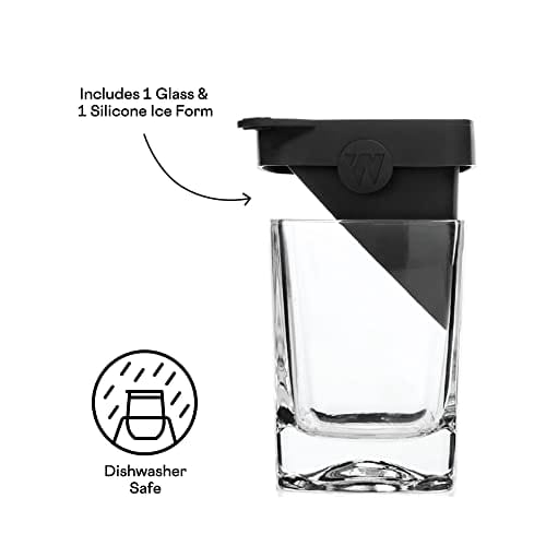 Premium Corkcicle 9 oz Double Old Fashioned Whiskey Glass Set with Silicone Ice Mold - Ideal for Chilling Whiskey, Bourbon, Tequila & Scotch - Perfect for Home Bars, Gifts & Cocktail Parties