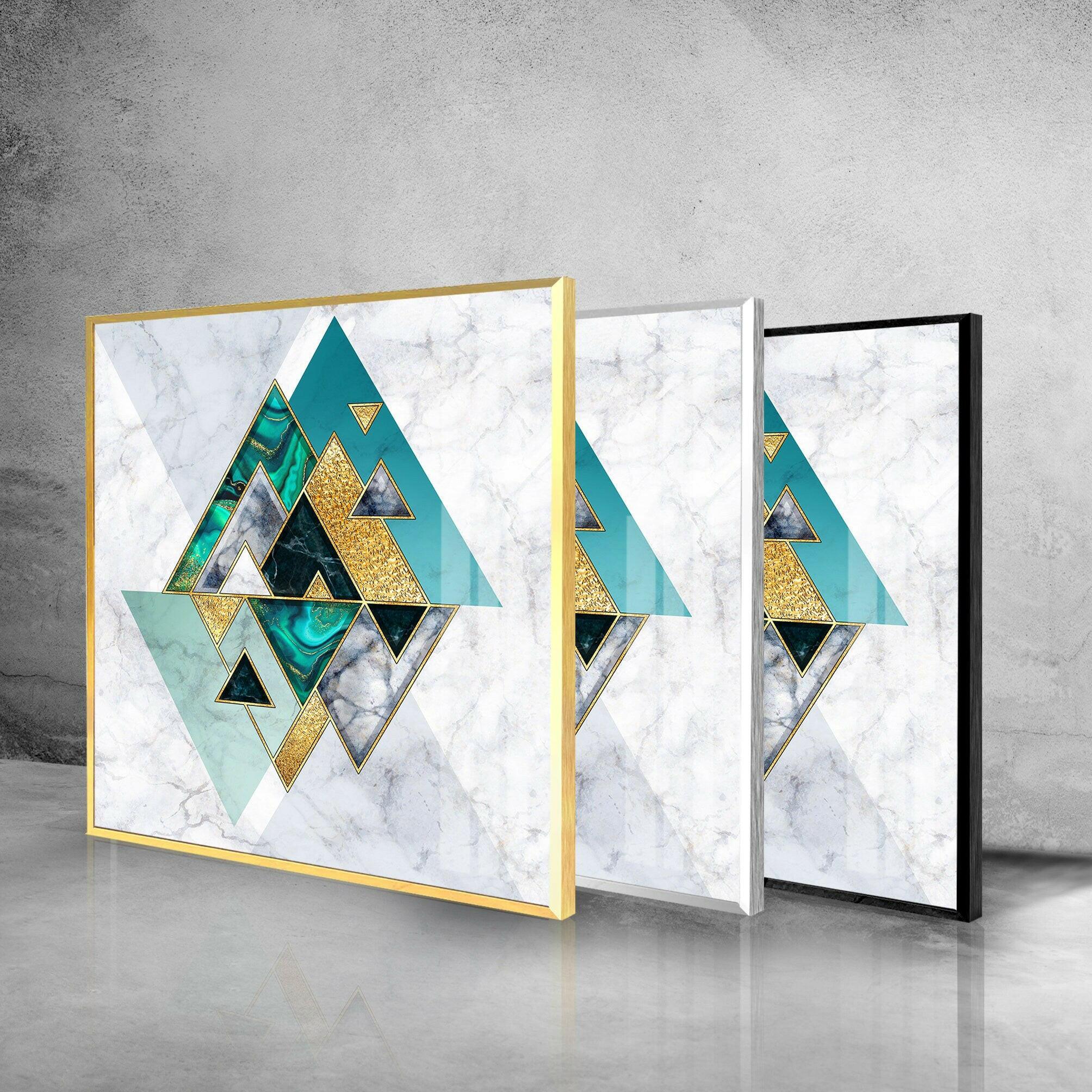 Abstract White Geometric Glass Wall Art - Modern Home Decor for Living Room, Bedroom & Office - Elegant Handmade Glass Panel for Stylish Interior Design