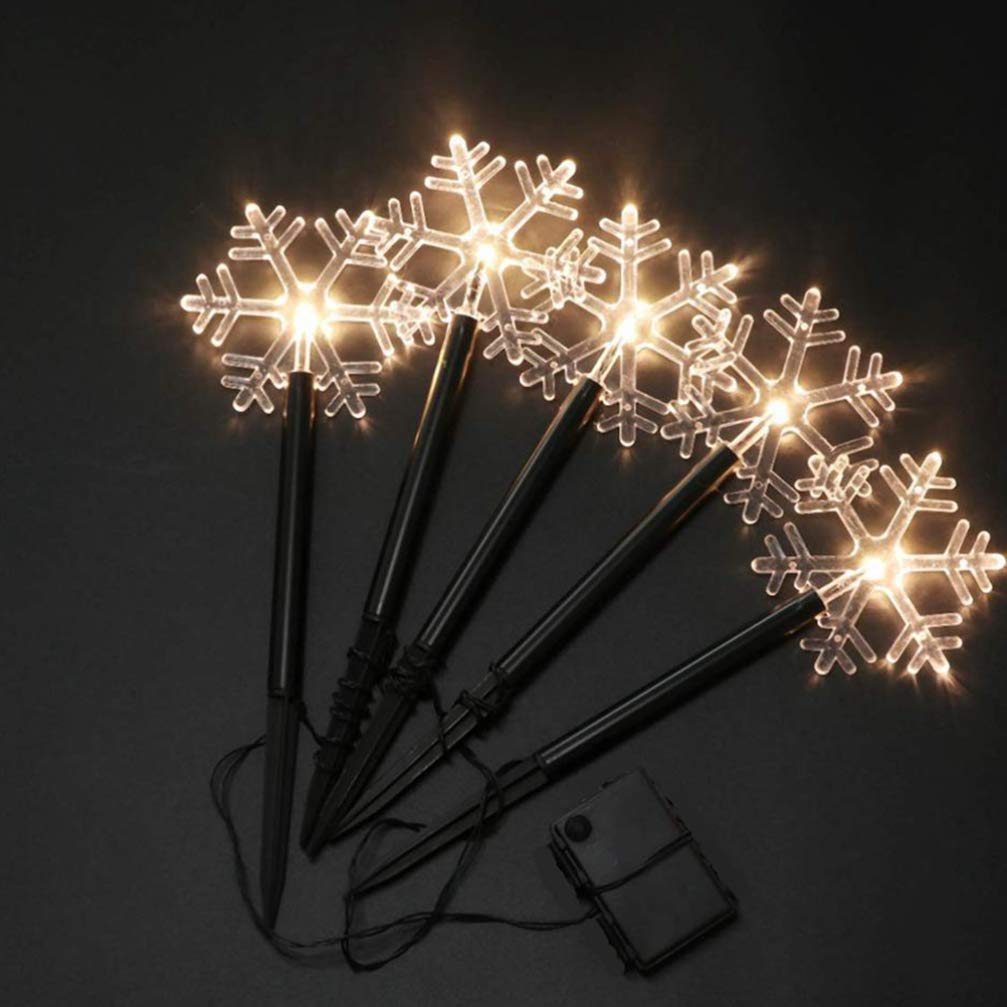 Lurrose Snowflake Stake Lights - Outdoor Christmas Pathway Lights for Patio, Walkway, Yard & Lawn (Battery-Free) | Winter Holiday Decorations & Garden Lighting