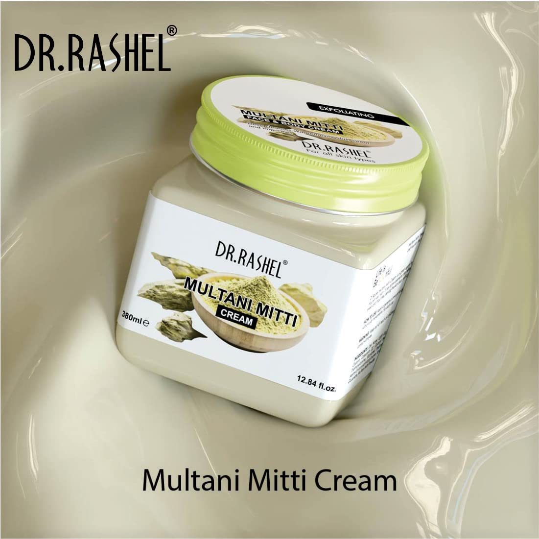 DR.RASHEL Multani Mitti Face Cream for Women & Men - 380ml | All Skin Types | Deep Hydration, Moisturizing & Nourishing | Vegan & Paraben-Free | Soft, Healthy & Repaired Skin | Perfect for Daily Skincare Routine & Dry Skin Relief