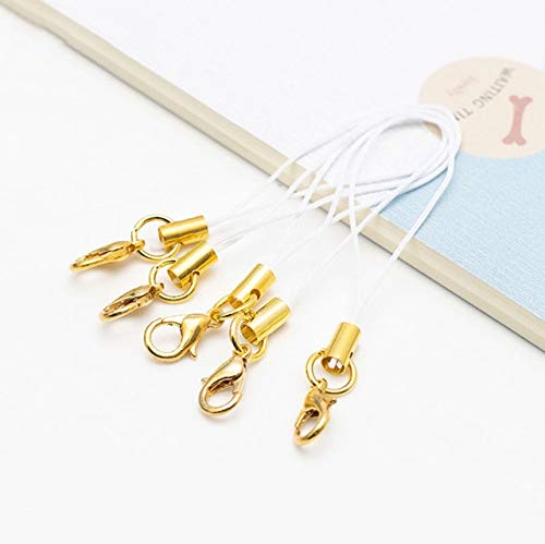 Gold Lobster Clasp Phone Lanyard Strap - DIY Cell Phone Cord, Keychain Charm & Accessory Connector Ring - White - Perfect for Phone Security, Key Organization & Fashion Accessories
