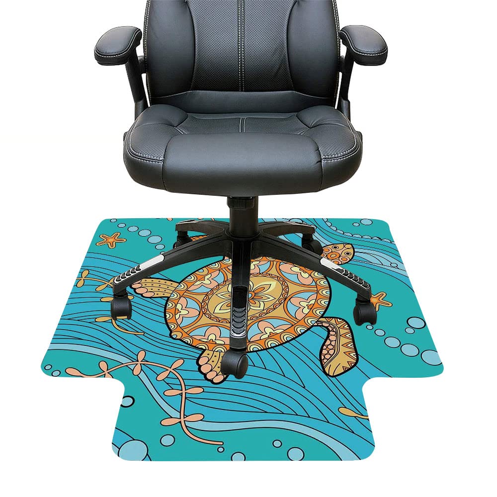 Turtle-Themed Office Chair Mat - Durable Hardwood Floor Protector for Rolling Chairs (36