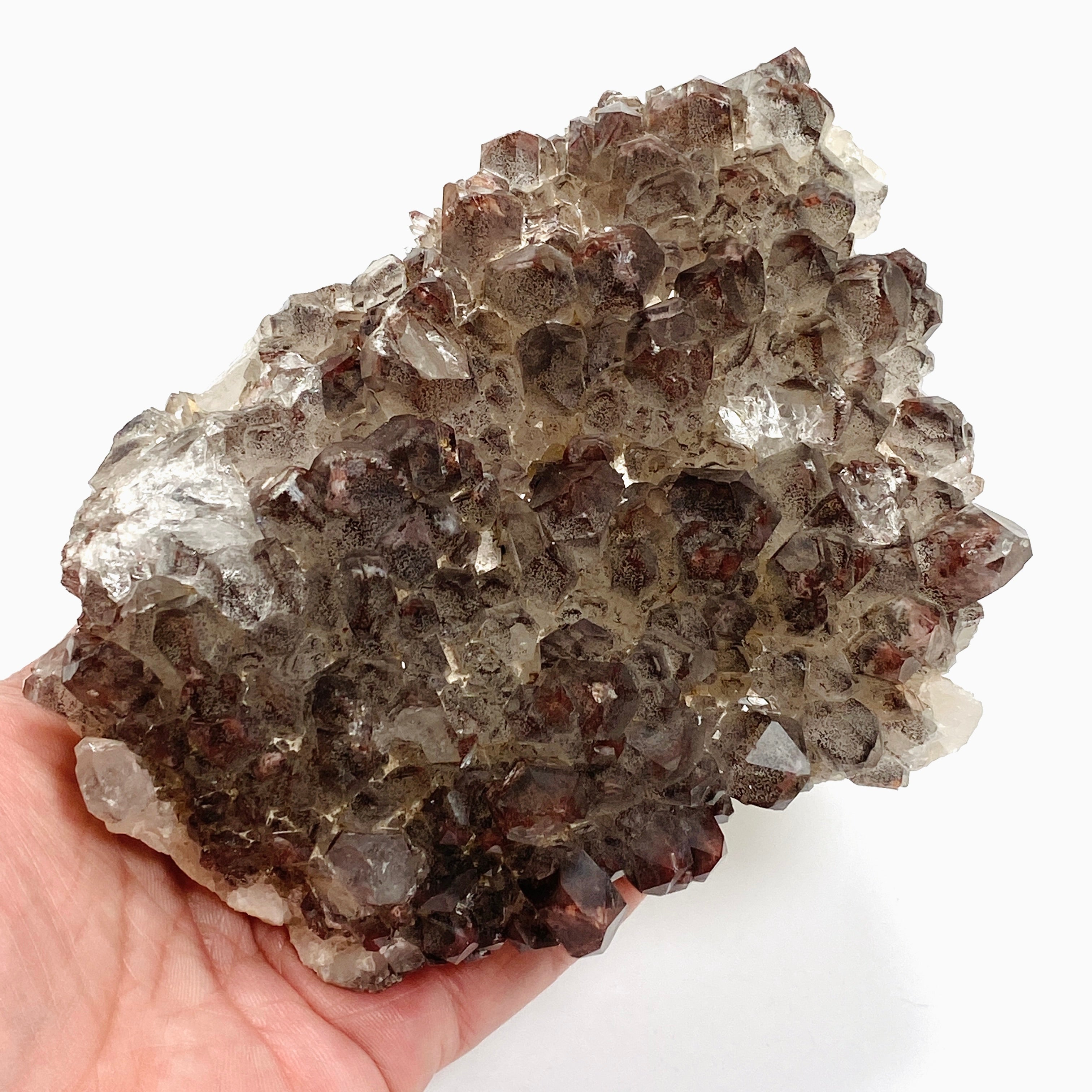 Natural Red Hematite Phantom Quartz Cluster - Healing Crystal from Zambia (CR3720) for Meditation, Energy Work & Home Decor