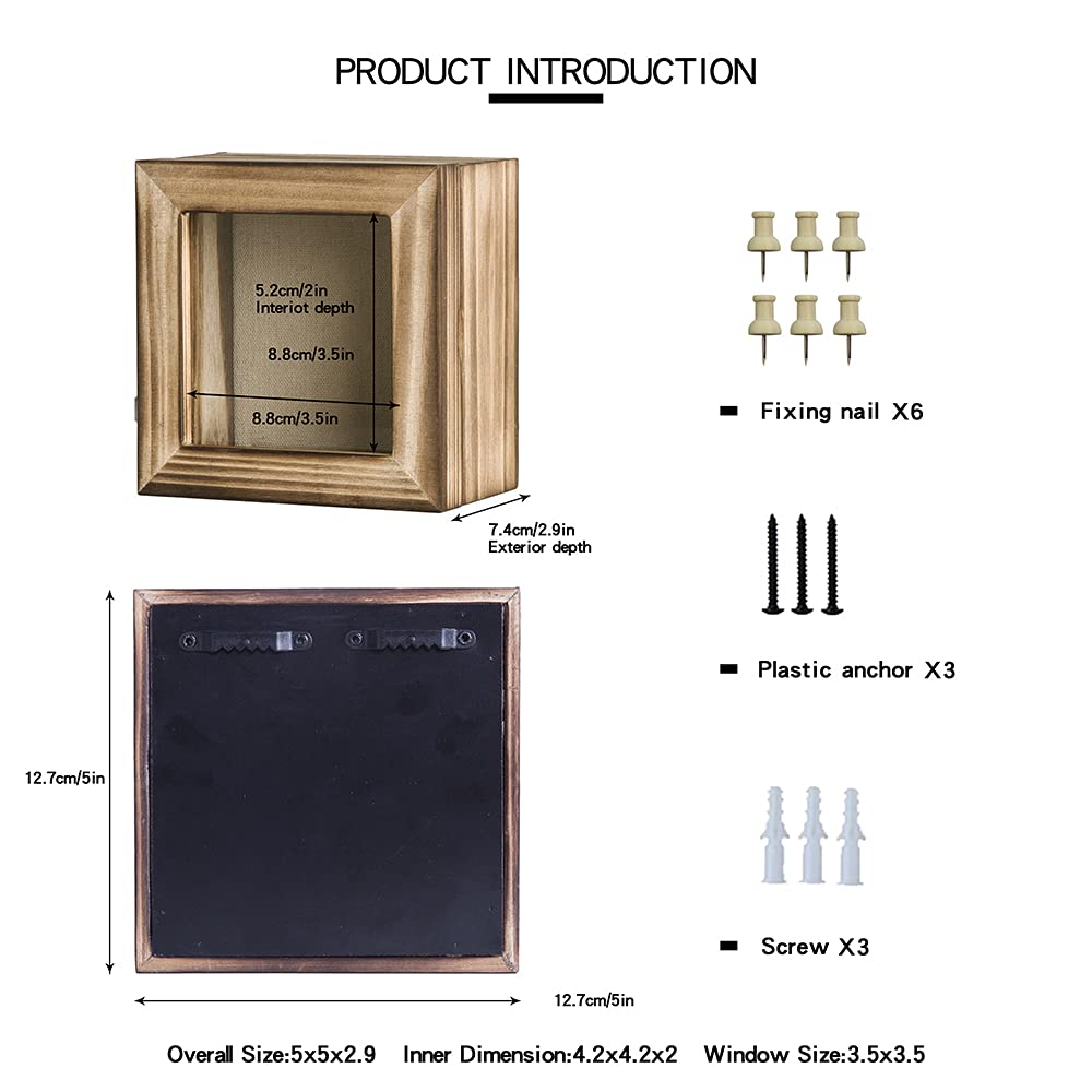 5x5 Shadow Box Frame - Premium Display Case for Memorabilia, Awards, Bouquet Photos & Baby Keepsakes | Linen Back Mini Shadow Box for Paw Prints, Pins & Small Treasures | Perfect for Home Decor, Wedding Memories & Nursery Display
