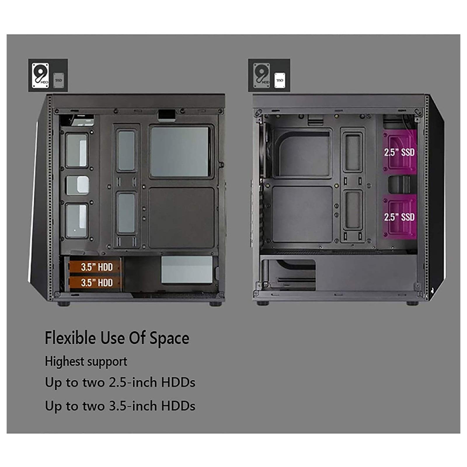 ATX Mid-Tower Gaming PC Case with Tempered Glass Side Panel, USB 3.0/2.0 Ports, RGB Lighting & Water Cooling Support - Perfect for Gaming Rigs & Custom Builds