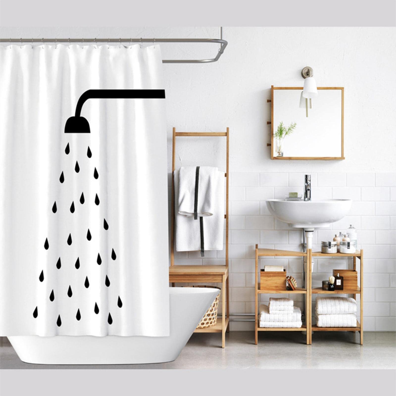 Waterproof Multi-Size Shower Curtain with Hooks - 200x180cm (79x71in) Bathroom Decor for Home, Hotel & Spa - Elegant Pattern & Durable Fabric for Moisture Protection