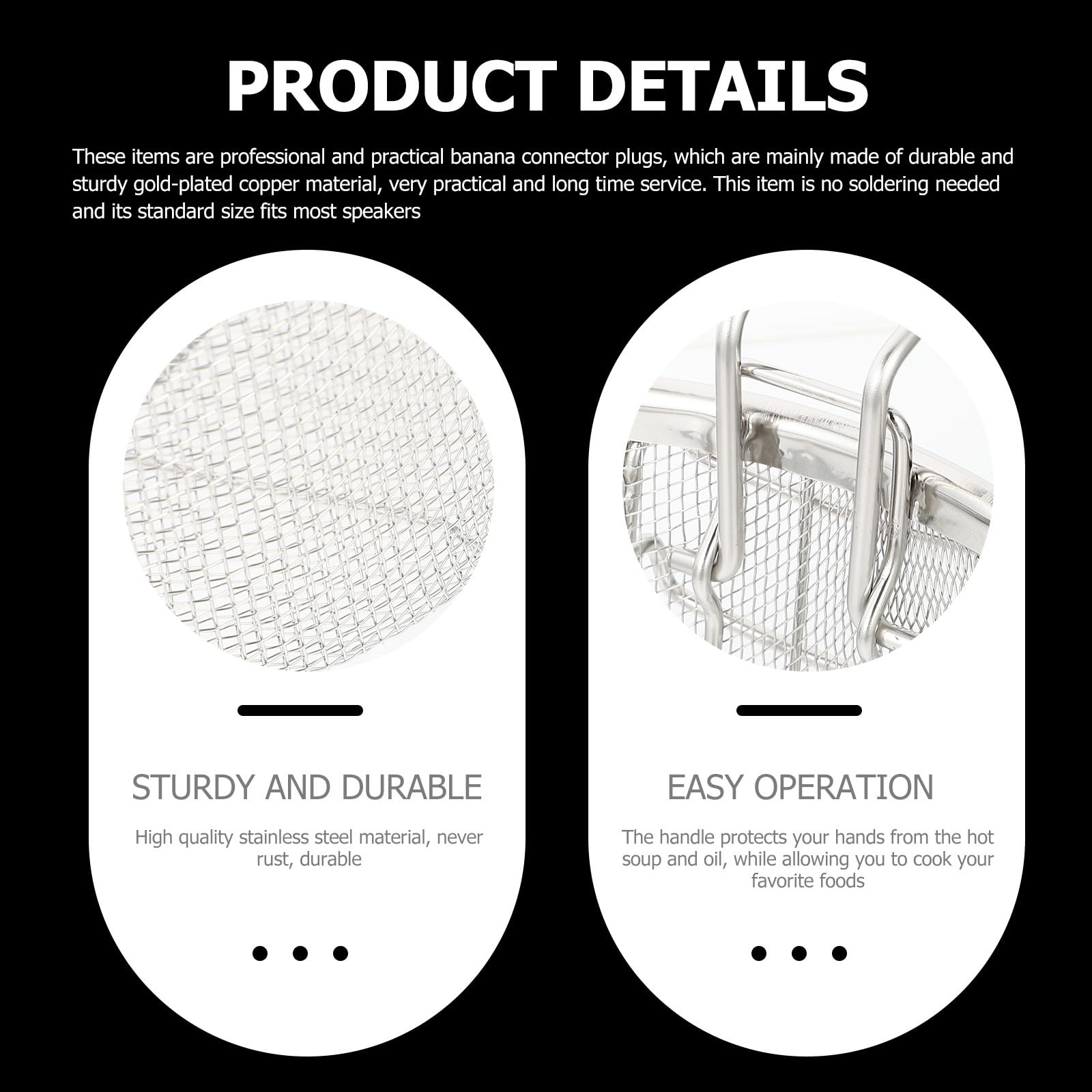 Stainless Steel Round Wire Fry Basket - Heavy Duty Mesh Skimmer Strainer for French Fries, Chicken, and More | Perfect for Deep Frying, Dish Draining & Kitchen Use
