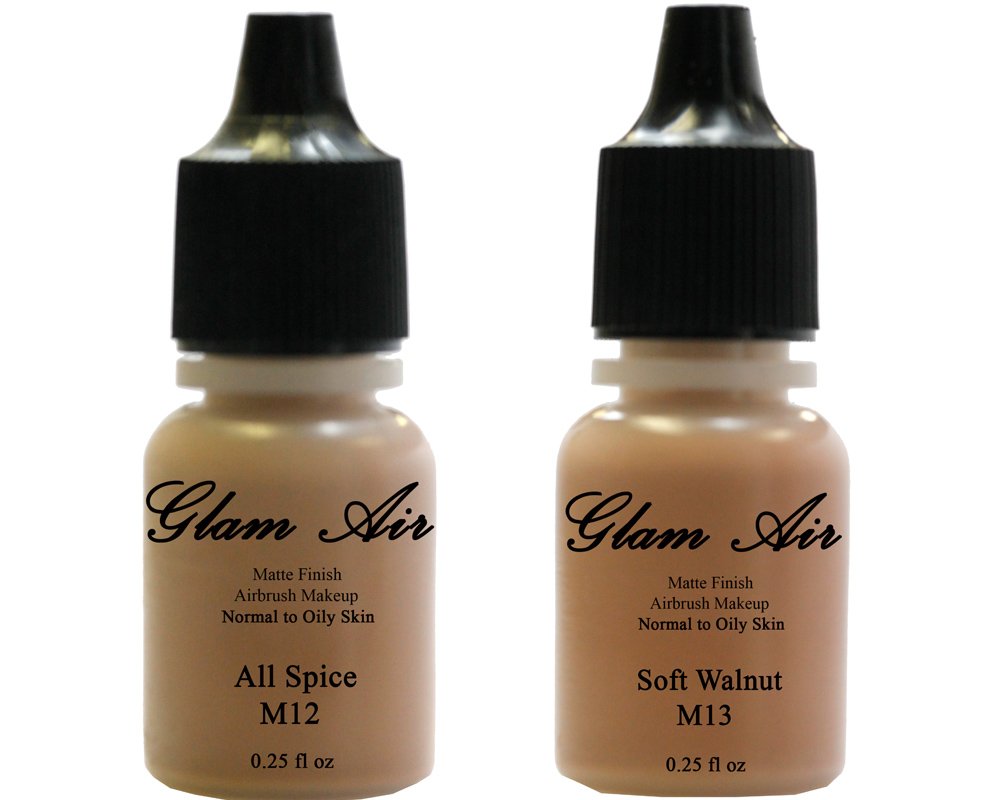 Glam Air Water-Based Airbrush Foundation Set of 2 - Dark Matte Shades for Normal to Oily Skin | Professional Makeup for Flawless Coverage | Perfect for Bridal, Photography & Special Occasions