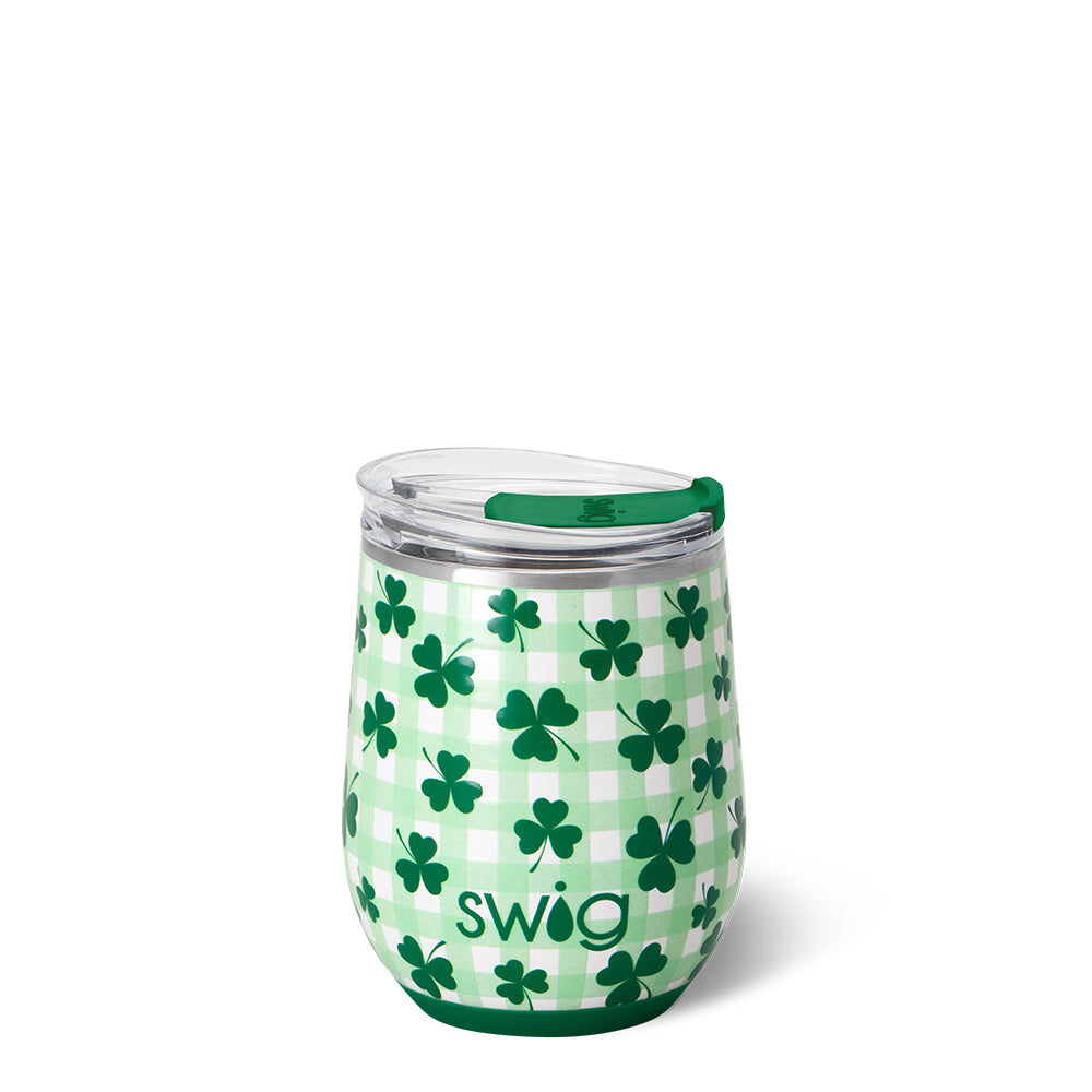 Shamrock the Block Stemless Wine Glass 12oz - Perfect for St. Patrick's Day, Parties & Home Entertaining