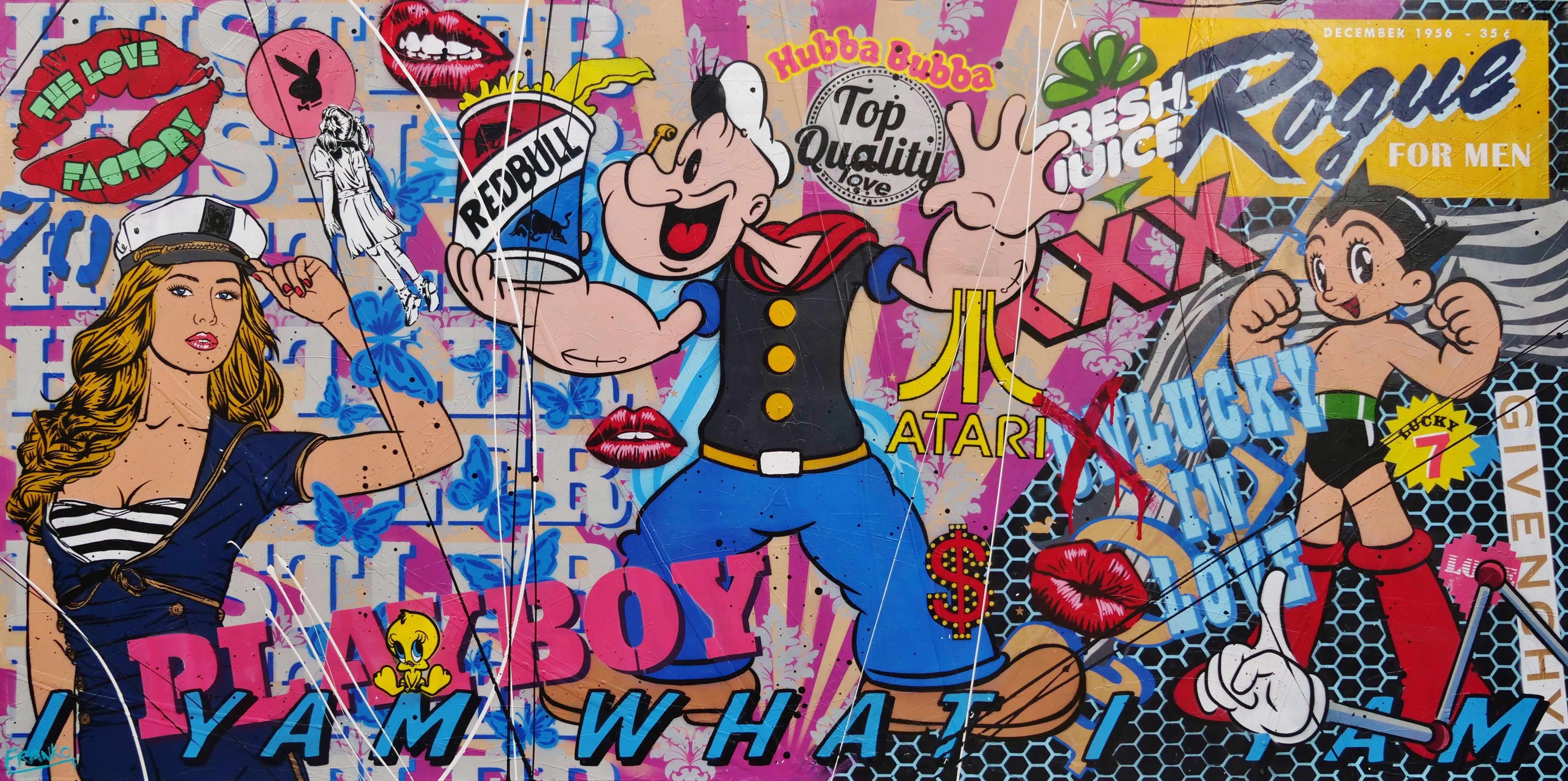 240cm x 120cm Popeye Textured Urban Pop Art Canvas Painting - Modern Wall Decor for Living Room, Bedroom & Office