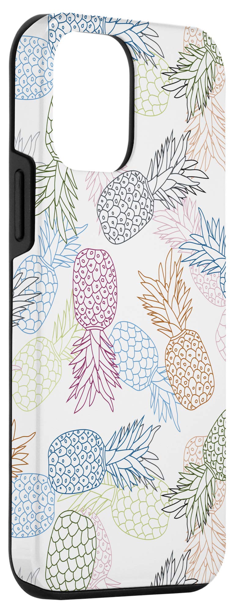 iPhone 12 Mini Case - White Pineapple Plant Design with Rainbow Fruit Colors | Durable Protective Cover for iPhone 12 Mini | Perfect for Beach Vacations, Summer Outings & Hawaiian Theme Parties