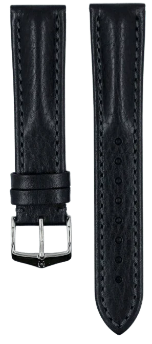 Hirsch Lucca Black 24mm Leather Watch Strap - Premium Replacement Band for Men's Watches | Perfect for Dress, Business & Casual Wear