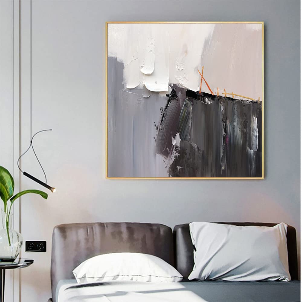 100% Hand-Painted Original Oil Painting - Modern Abstract Pink Flower Artwork 40x40 Inches, Frameless Canvas Wall Decor for Living Room, Bedroom & Office | Modern Minimalist Home Decor