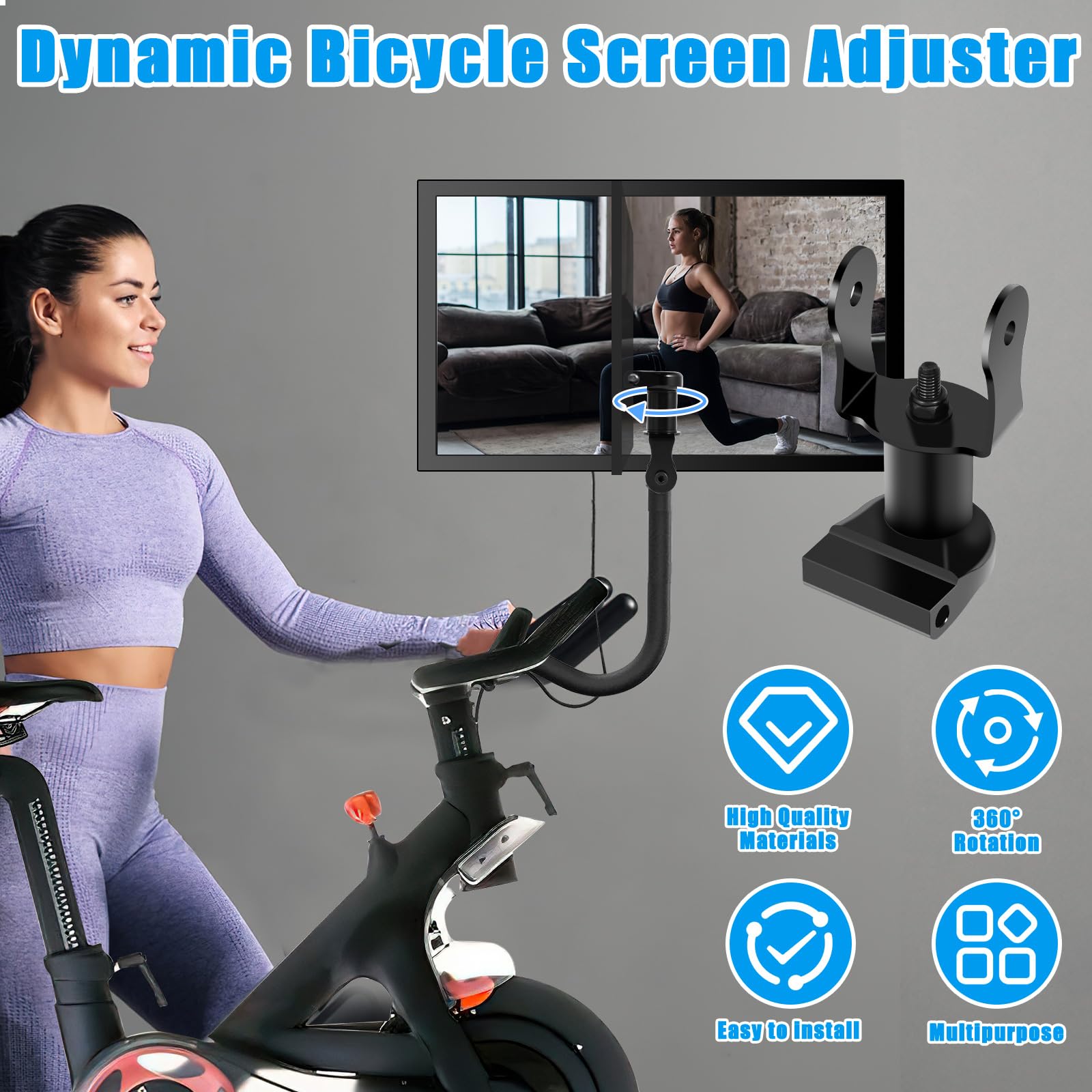 360 Degree Swivel Mount for Peloton Bike & Exercise Bikes - Adjustable Monitor Stand with Stainless Steel Arm & Included Wrenches - Easy Installation for Home Gym Workouts & Cycling Training