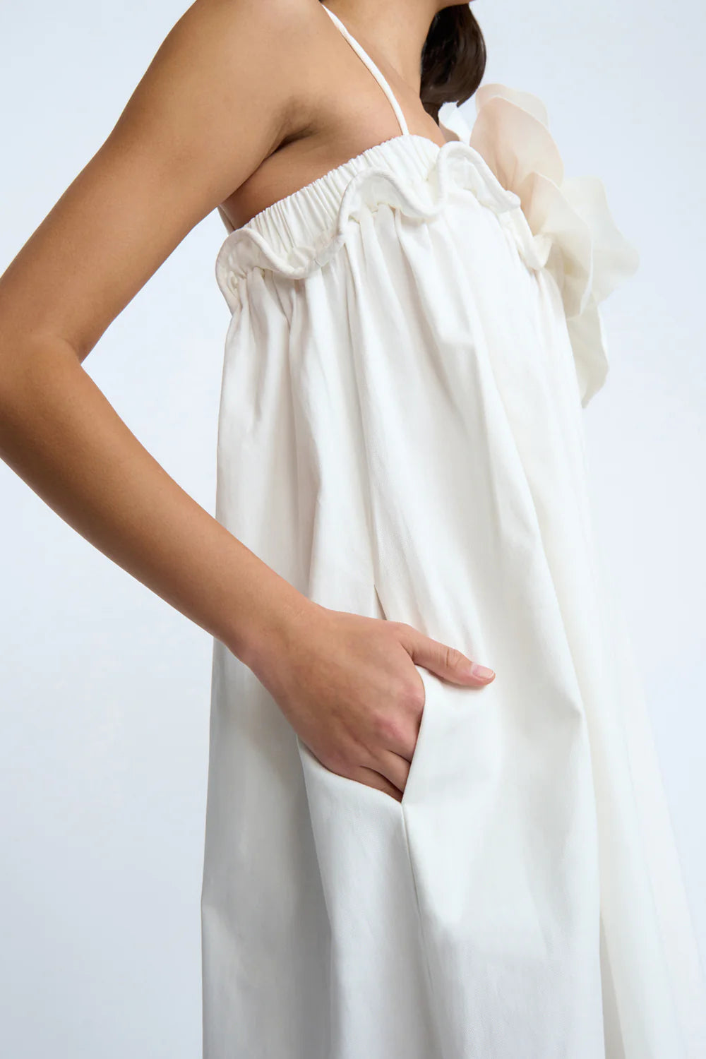 Floral Print Sun Dress for Women - Ivory Summer Maxi Dress - Perfect for Beach, Vacation & Casual Outings