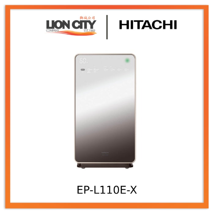 Hitachi EP L110E X Humidifying Air Purifier with HEPA Filter - Quiet Air Cleaner for Home, Bedroom, Office - Removes Dust, Pollen, Pet Dander - Ideal for Allergies, Asthma & Dry Air Relief