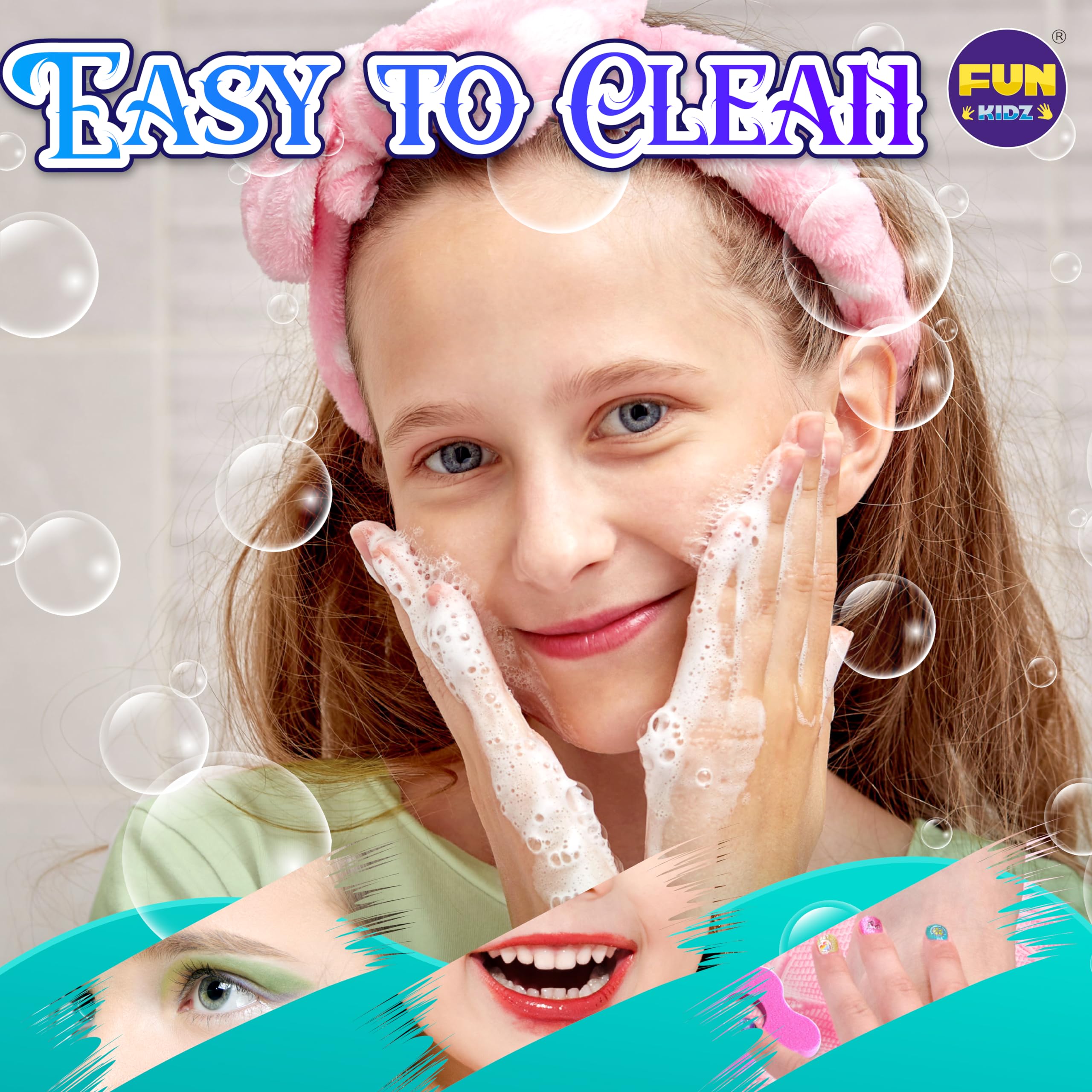 60Pcs Kids Makeup Kit for Girls Ages 6-12 - Non-Toxic Pretend Play Cosmetic Set with 3-Layer Folding Box | Perfect Birthday Gift & Party Favor for Little Girls | Dress Up, Role Play & Tea Party Fun