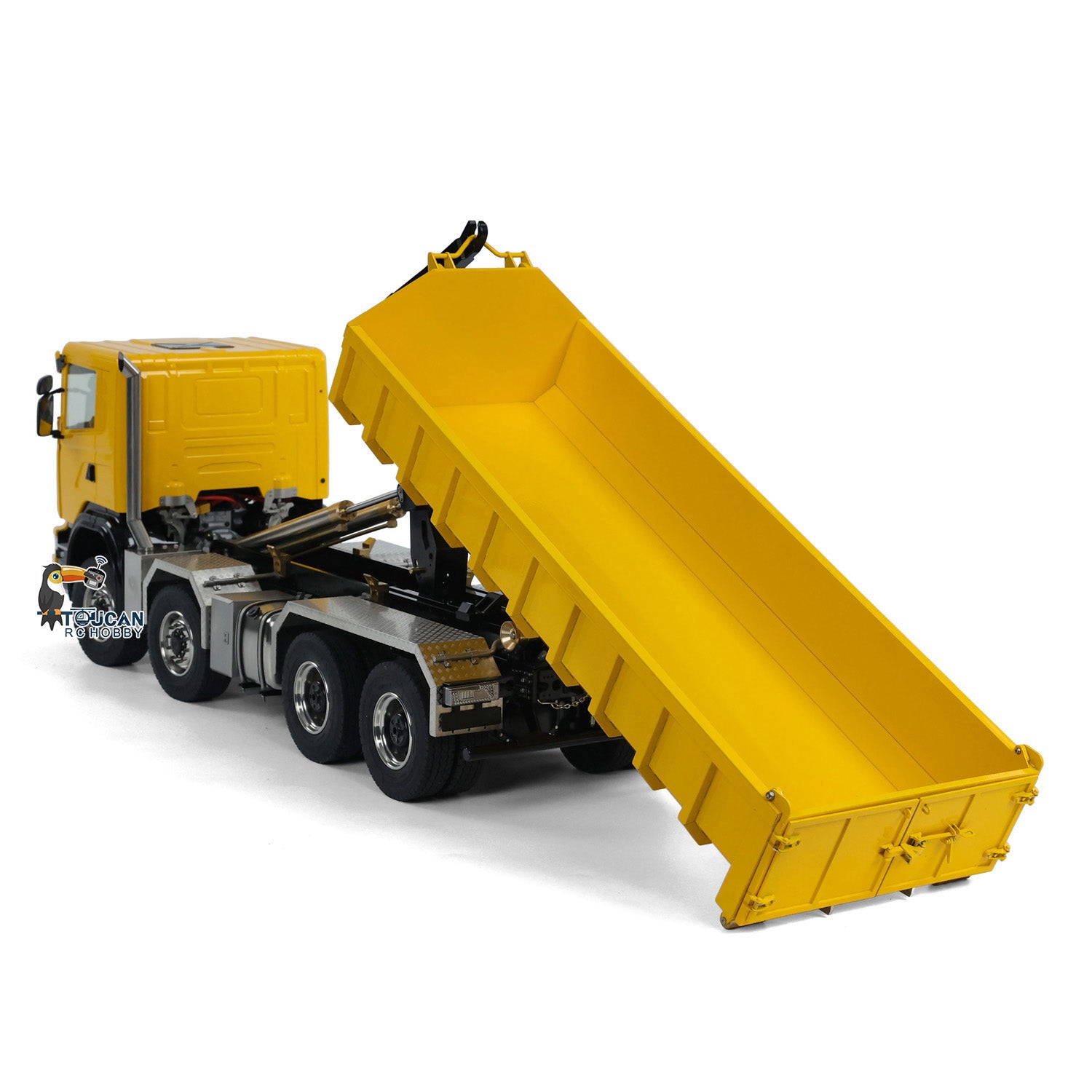 1/14 Scale 8x8 RC Hydraulic Dump Truck with 3-Speed Transmission, Differential Lock Axles & Powerful Motor - Remote Control Construction Vehicle for Off-Road Play, Sandbox Toys, and Construction Site Simulation