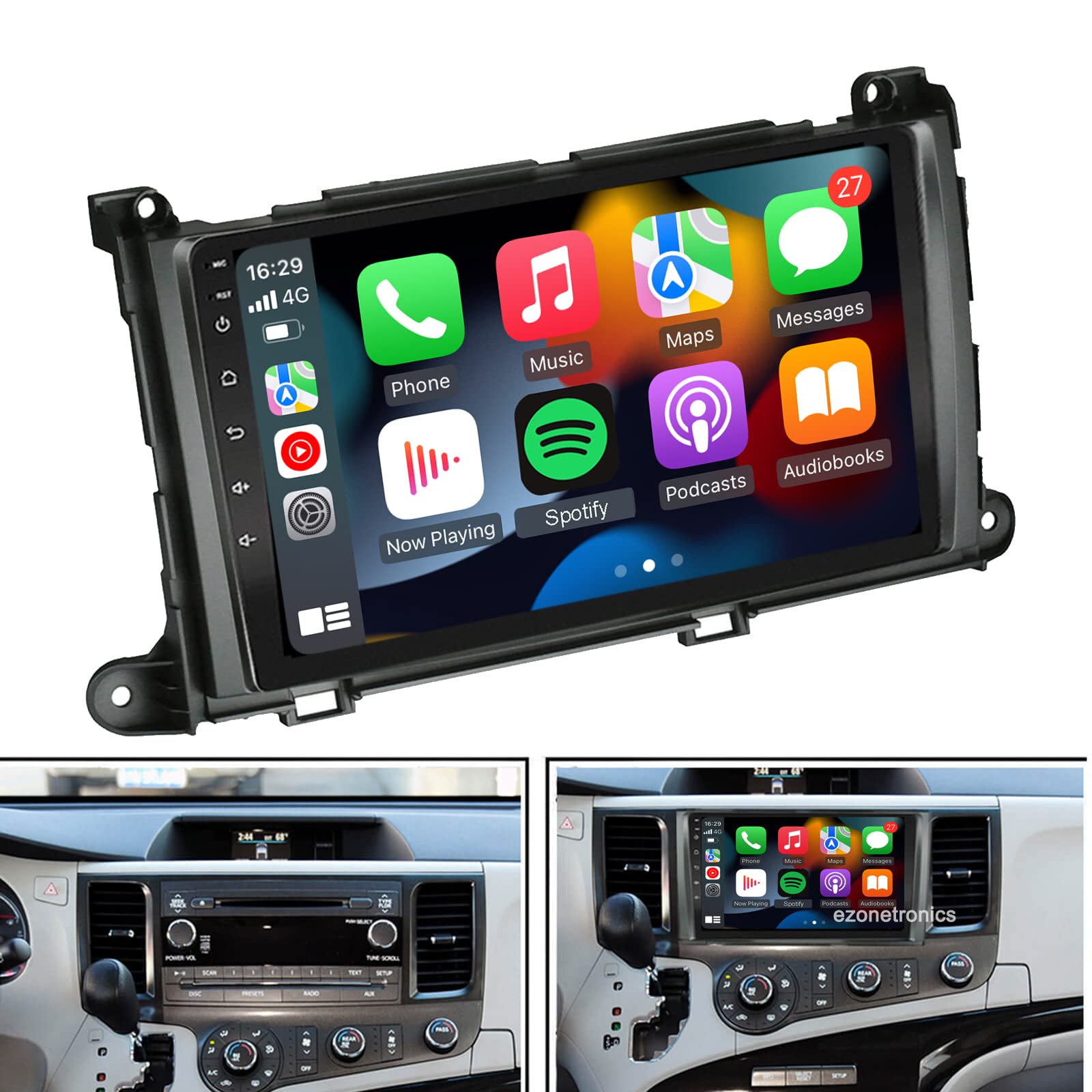 2011-2014 Toyota Sienna Android 11.0 Car Stereo - Octa Core 2GB RAM 32GB ROM, Bluetooth 5.0, Steering Wheel Control & Mirror Link - EZoneTronics | Perfect for Hands-Free Calling, GPS Navigation & Music Streaming While Driving