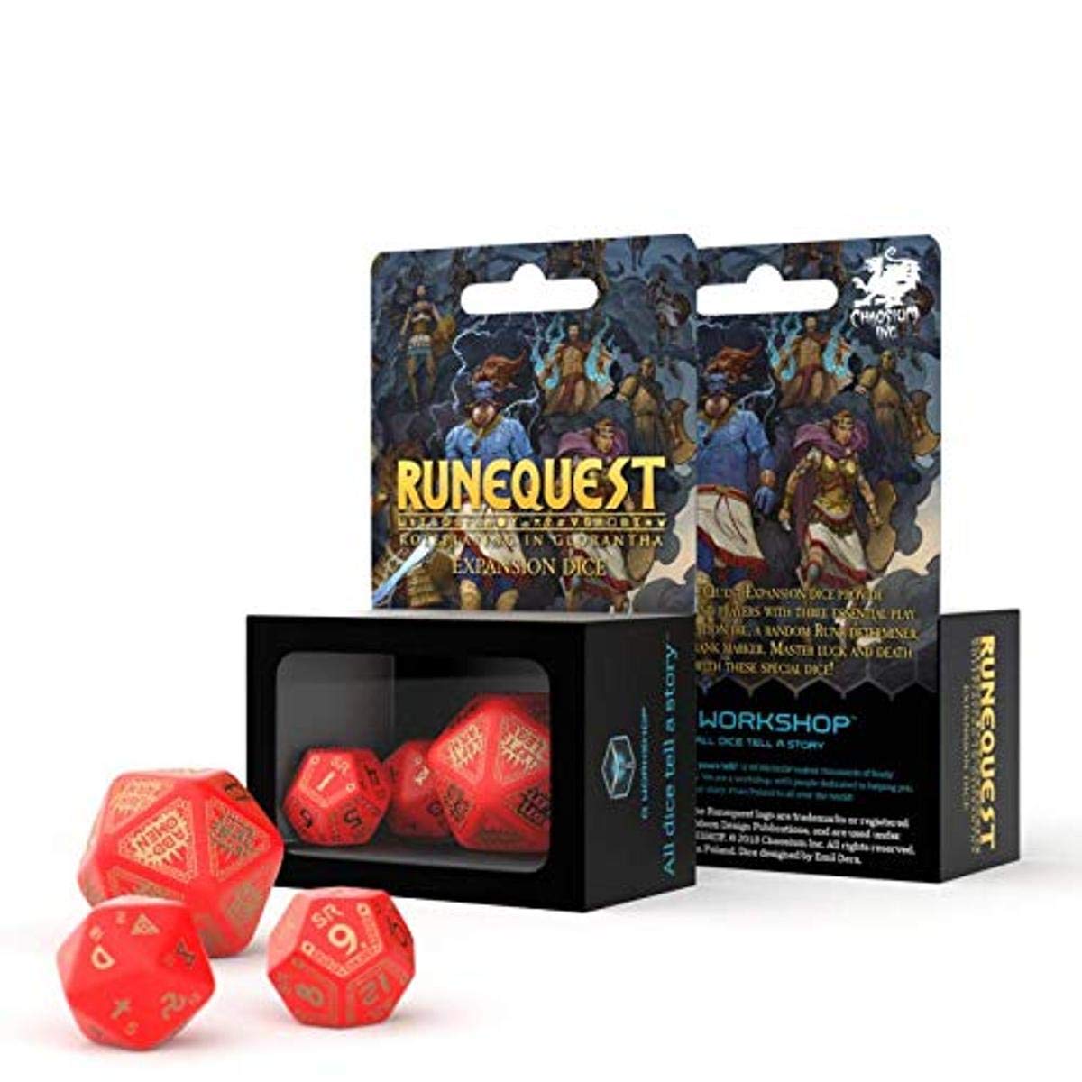 Q-Workshop Runequest Red & Gold RPG Dice Set - 7-Piece Polyhedral Dice for Dungeons & Dragons, Pathfinder & Tabletop Roleplaying Games - Perfect for Fantasy Adventures & Game Nights