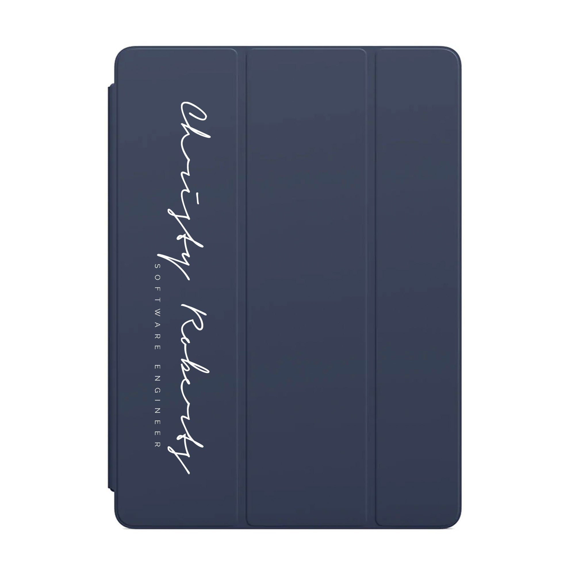 Premium iPad Trifold Case with Signature & Occupation 23 - Slim Protective Cover for iPad Pro/Air/Mini, 360° Rotating Stand for Work, Study & Travel