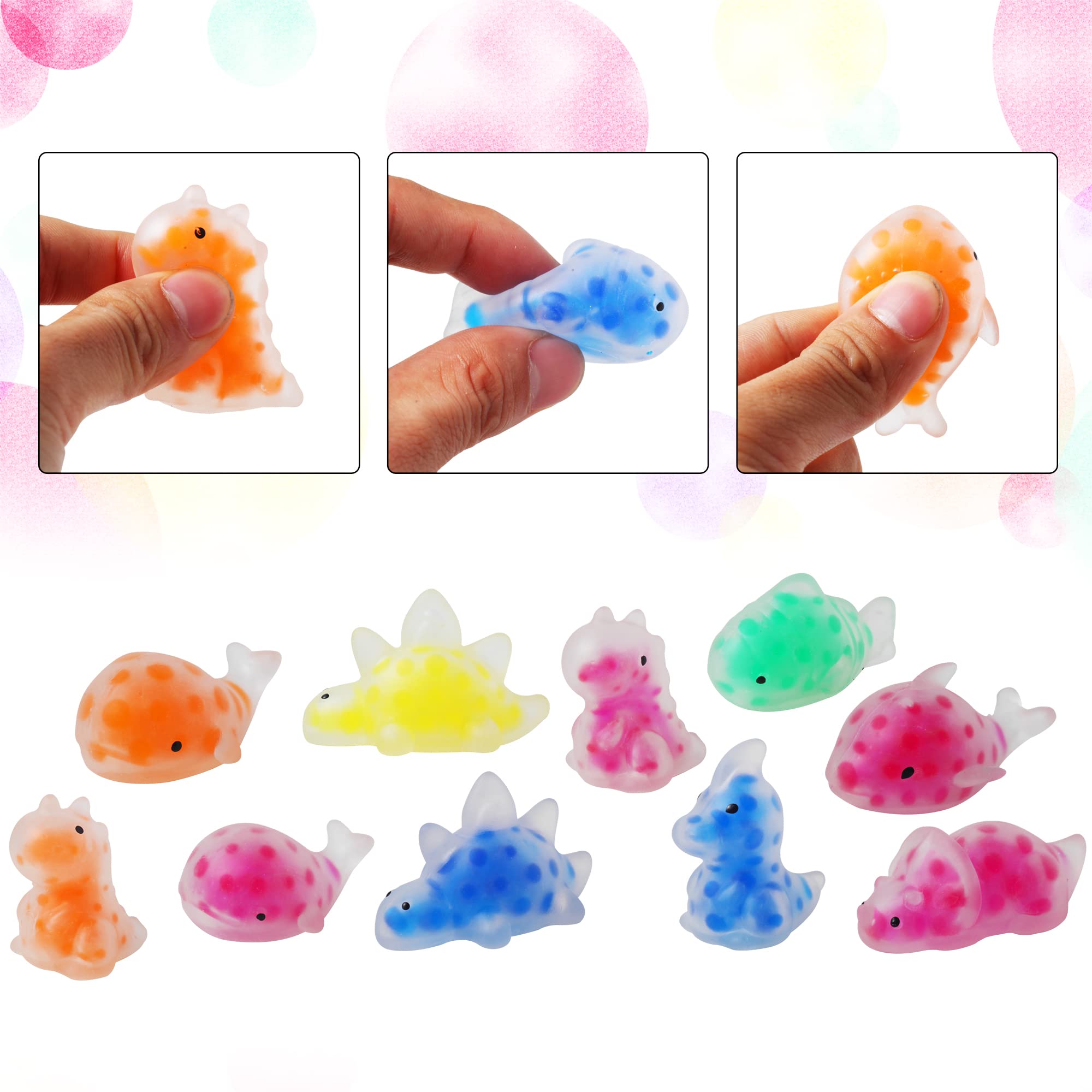 24PCS Mini Squishy Stress Balls Fidget Toys - Dinosaur & Sea Animals Sensory Squeeze Balls for Stress Relief, Party Favors, Birthday Gifts, Easter Egg Fillers | Perfect for Kids, Adults, Classrooms & Office Desk Toys
