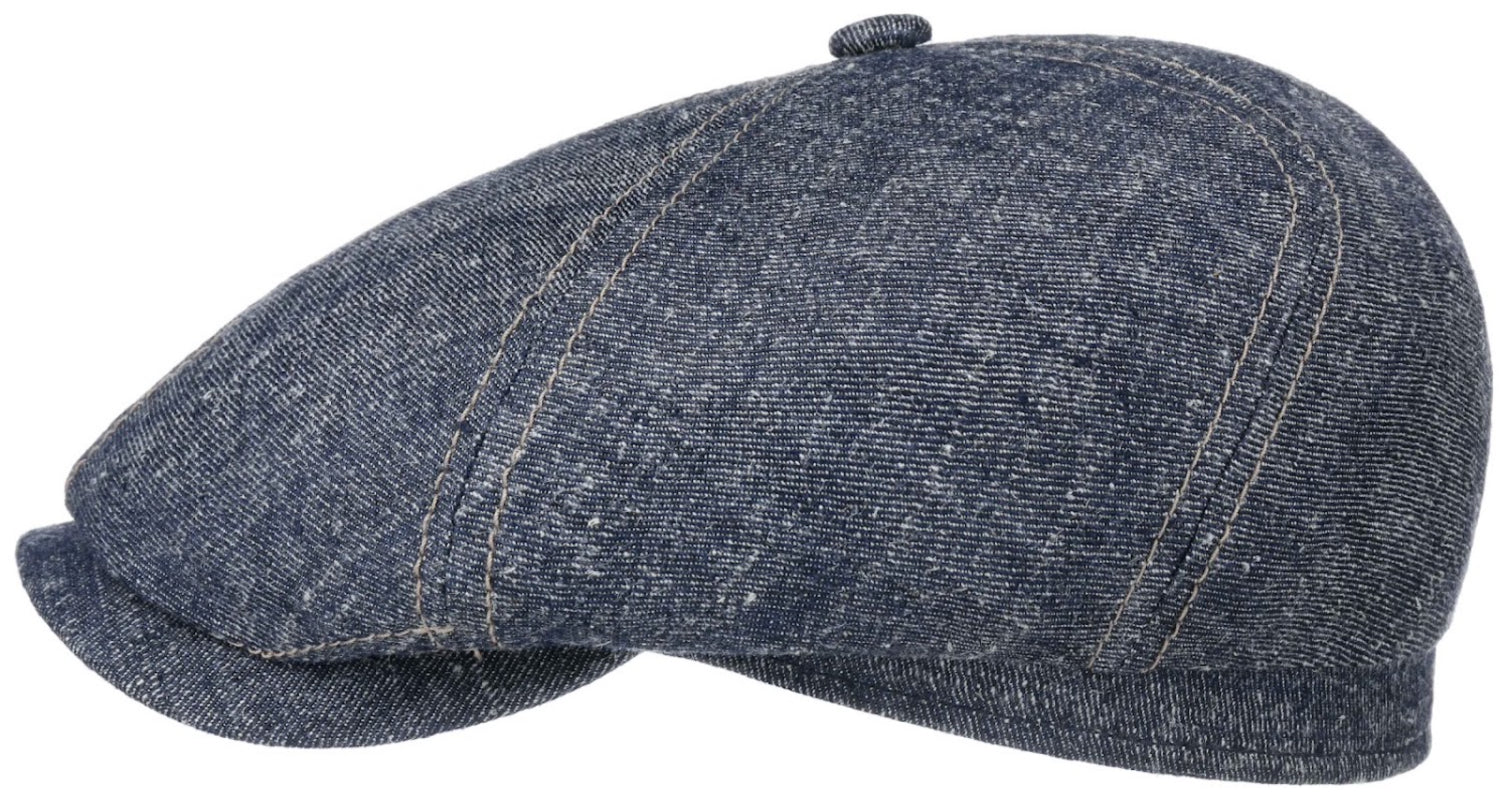 Stetson Hatteras Linen & Silk 6-Panel Baker Boy Cap - Vintage Denim Hat for Men & Women | Perfect for Summer Outfits, Beach Vacations & Casual Wear