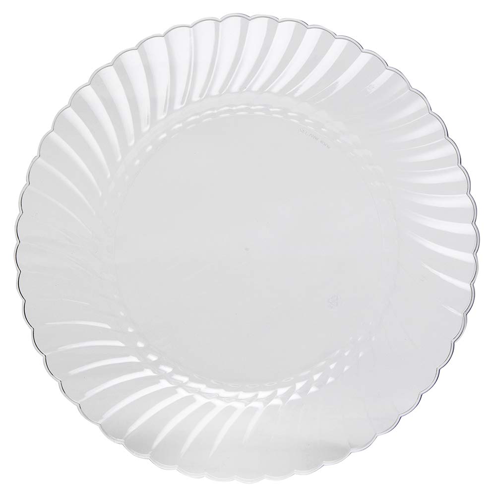 RSCW101212 Clear Plastic Dinner Plates 10.25-Inch Large Disposable Plates (144-Pack) - Perfect for Parties, Picnics, BBQs & Catering Events