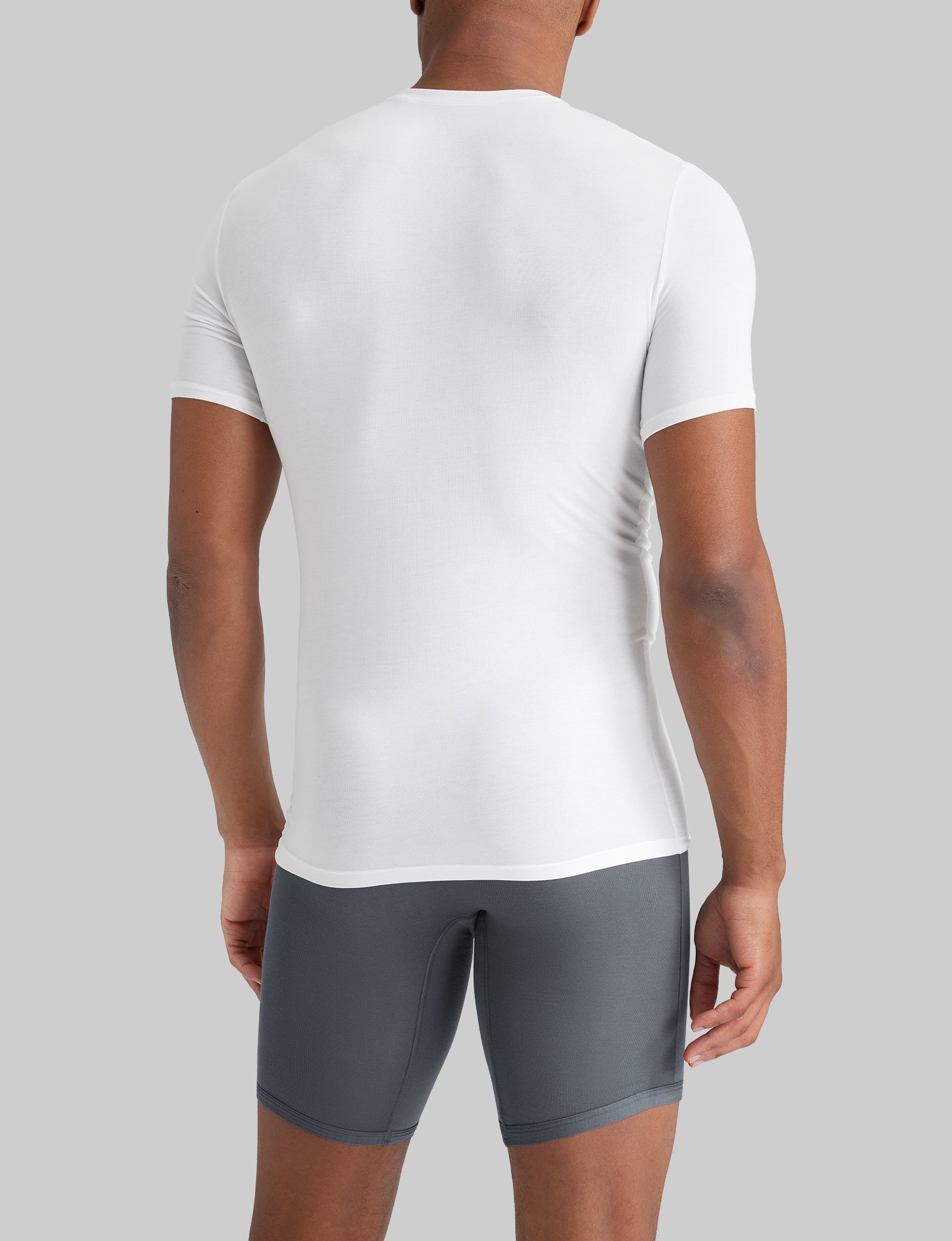 Second Skin High V Neck Stay Tucked Undershirt for Men - Seamless Slim Fit Comfort Shirt for Work & Formal Wear