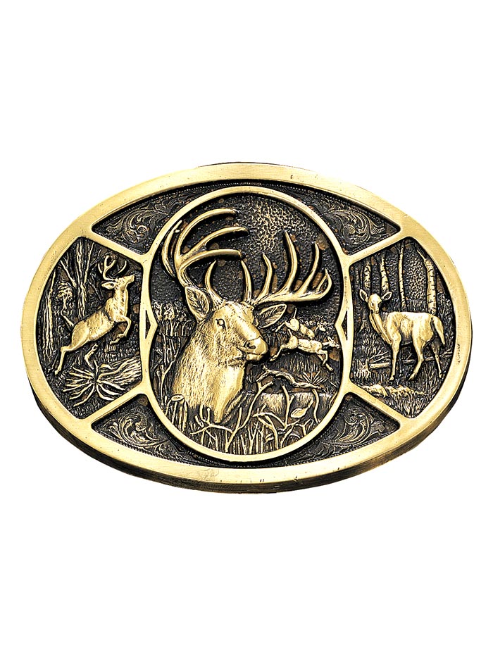Montana Silversmiths 60796C Deer Heritage Attitude Belt Buckle in Bronze - Western Style Accessory for Cowboy Boots & Jeans Outfits