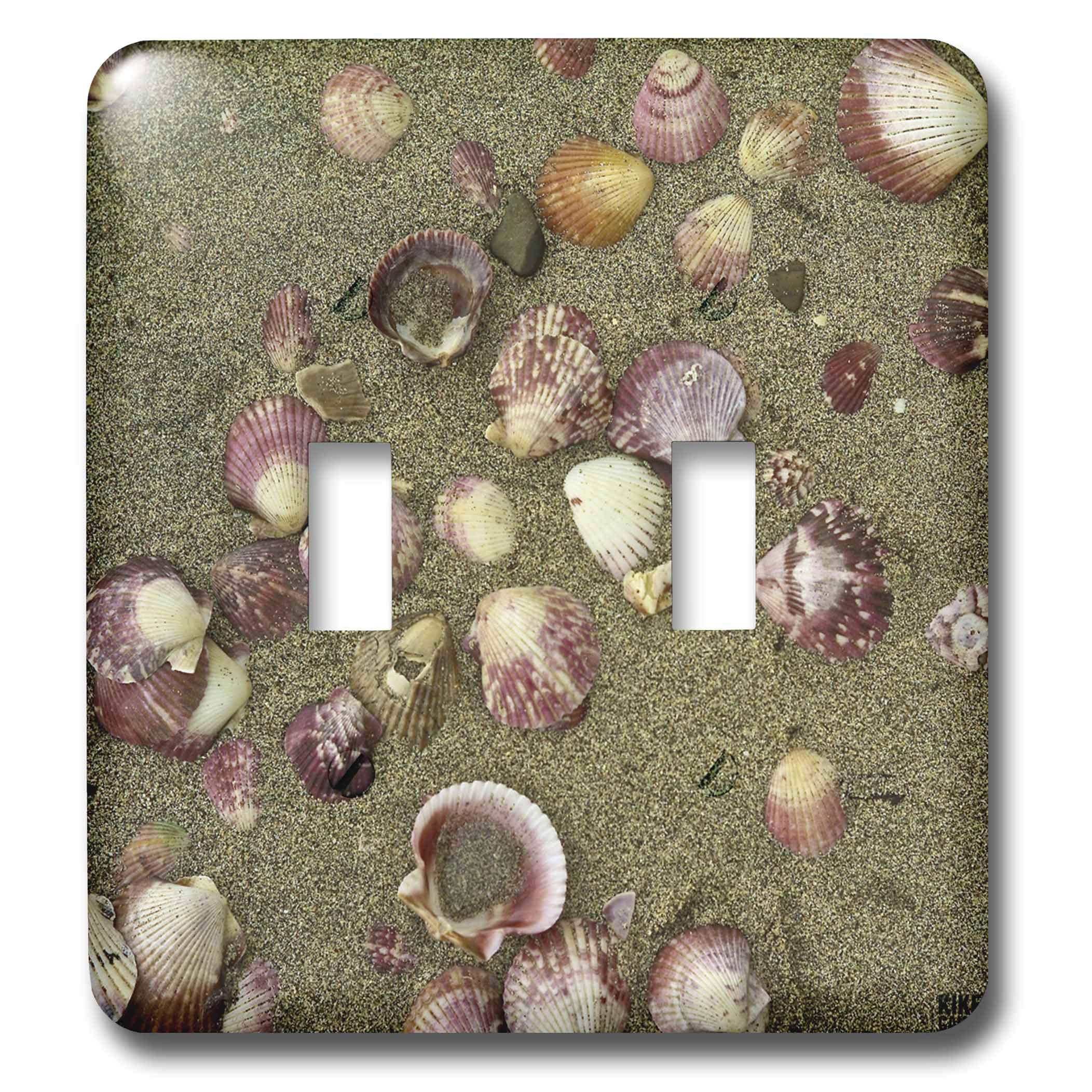 3dRose LLC lsp_10469_2 Sea Shells on The Sand Double Toggle Switch - Decorative Wall Plate Cover for Home & Office - Perfect for Bedroom, Living Room, Kitchen Decor