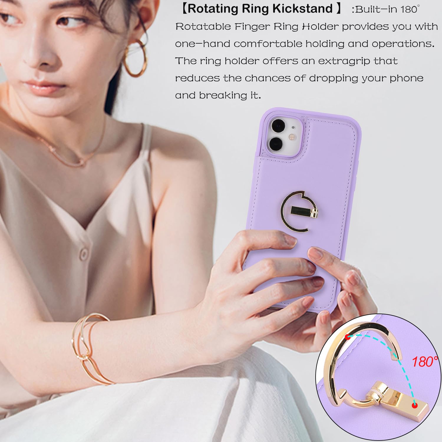 Havaya Crossbody Phone Case for iPhone 11 with Strap, Card Holder & Kickstand - Purple | Wallet Case for Women with Credit Card Slots | Perfect for Travel, Shopping & Hands-Free Convenience