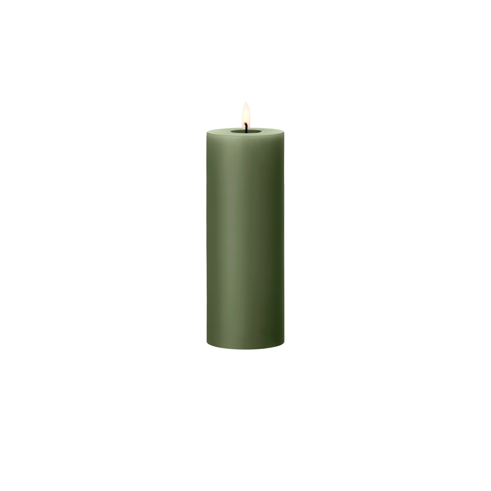 ESTER & ERIK LED Pillar Candle - 20cm Green Soil Color - Flameless Battery Operated Decorative Candles for Home, Wedding, Party & Holiday Decor