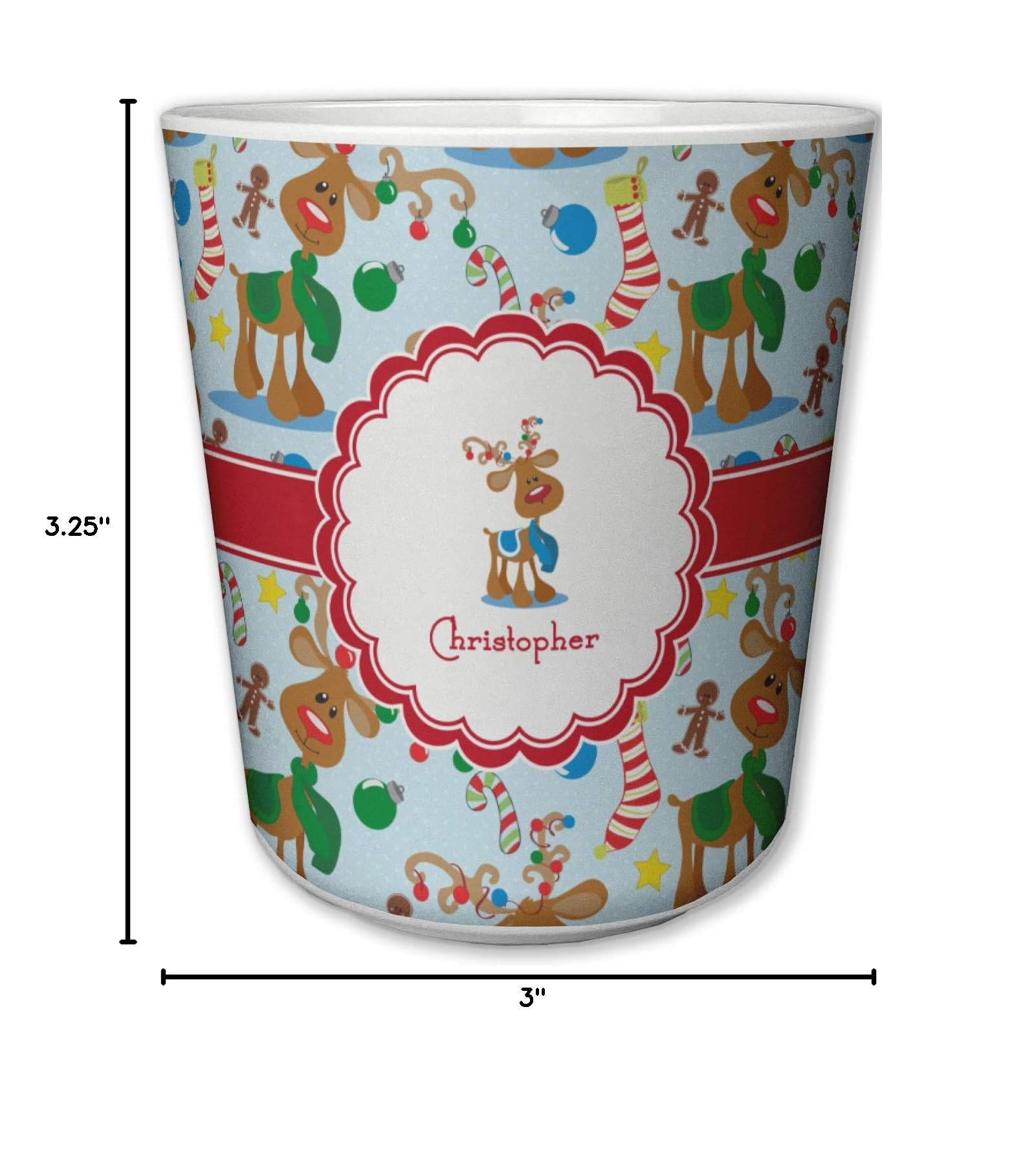 Custom Reindeer Plastic Tumbler 6oz - Personalized Christmas Cup for Holiday Parties, Office Gifts & Festive Drinks